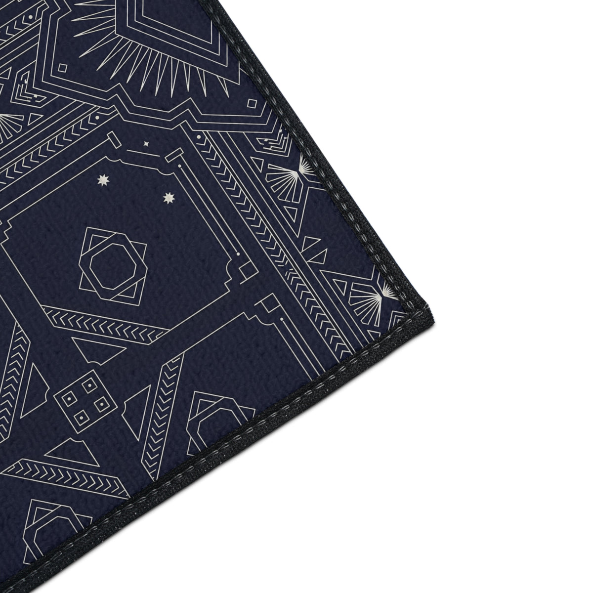 Navy White Geometric Indoor/Outdoor Floor Mat — Durable Non-Slip Rug
