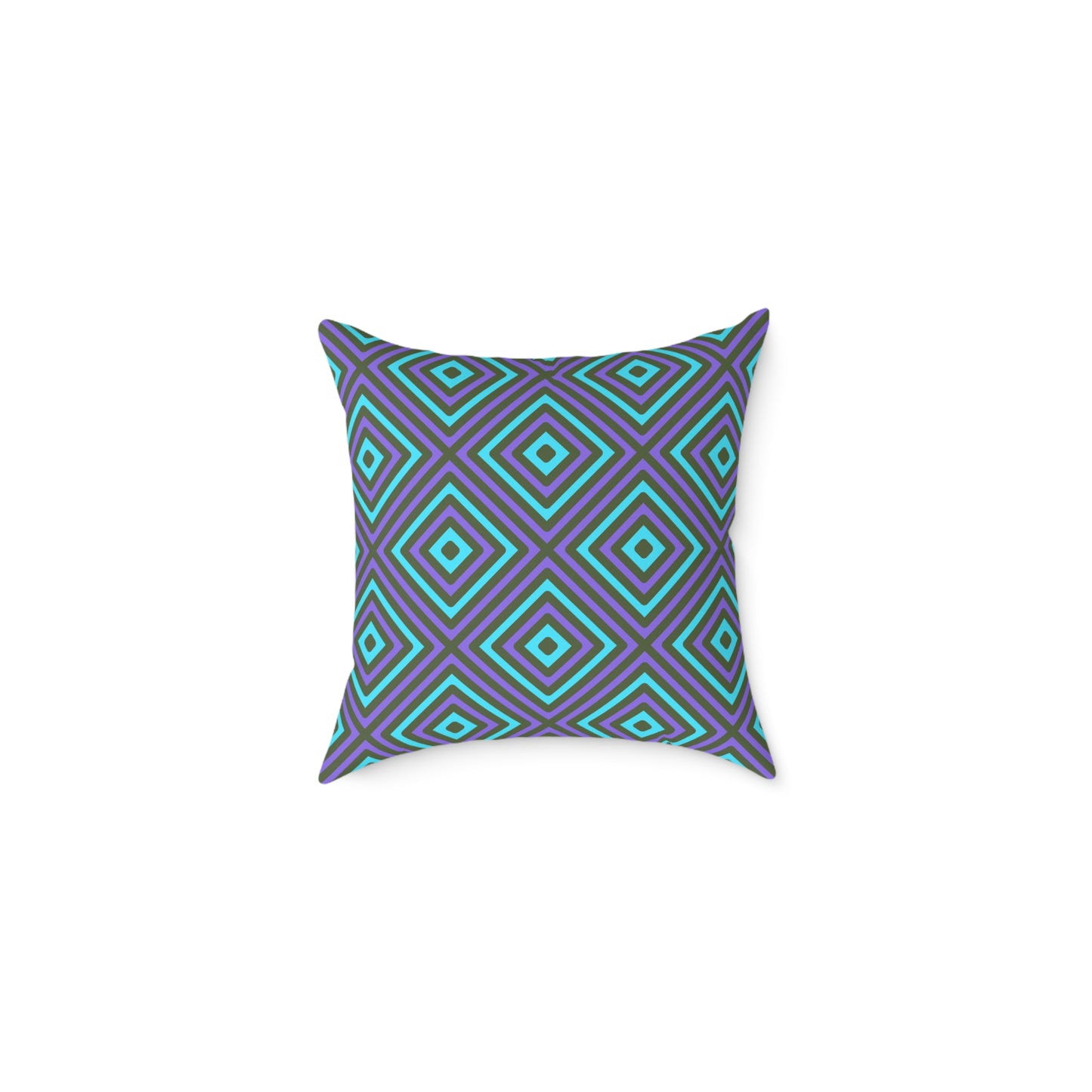 Teal & Purple Geometric Diamond Pattern Square Pillow | Modern Throw Pillow, Cozy Living Room, Stylish Bedroom Accent, Unique Gift Ideas