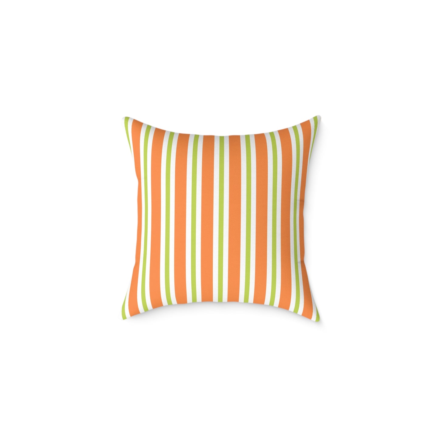 Orange Green Stripe Square Pillow | Striped Throw Pillow