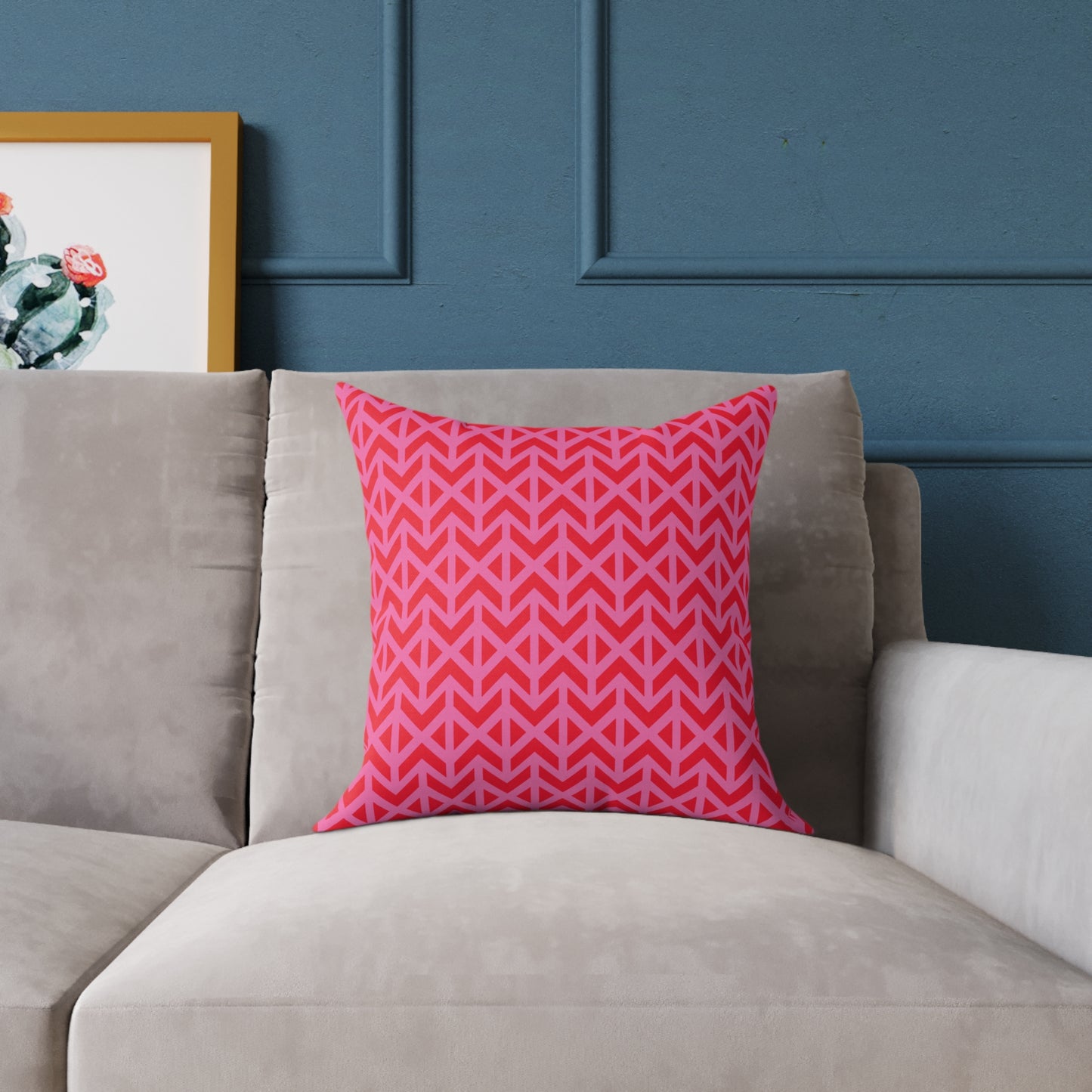 Pink Red Chevron Pattern Square Pillow | Geometric Throw Pillow