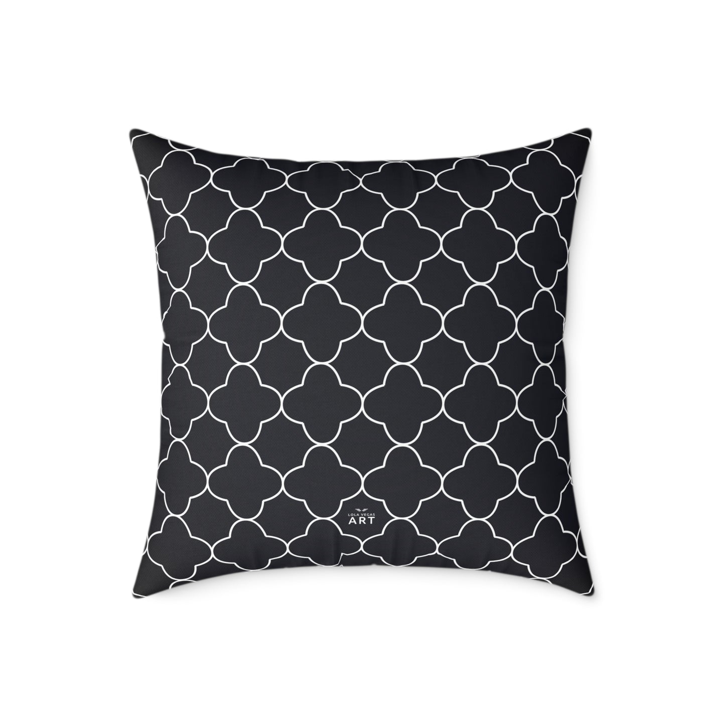 Black and White Moroccan Trellis Pattern Square Pillow | Geometric Throw Pillow