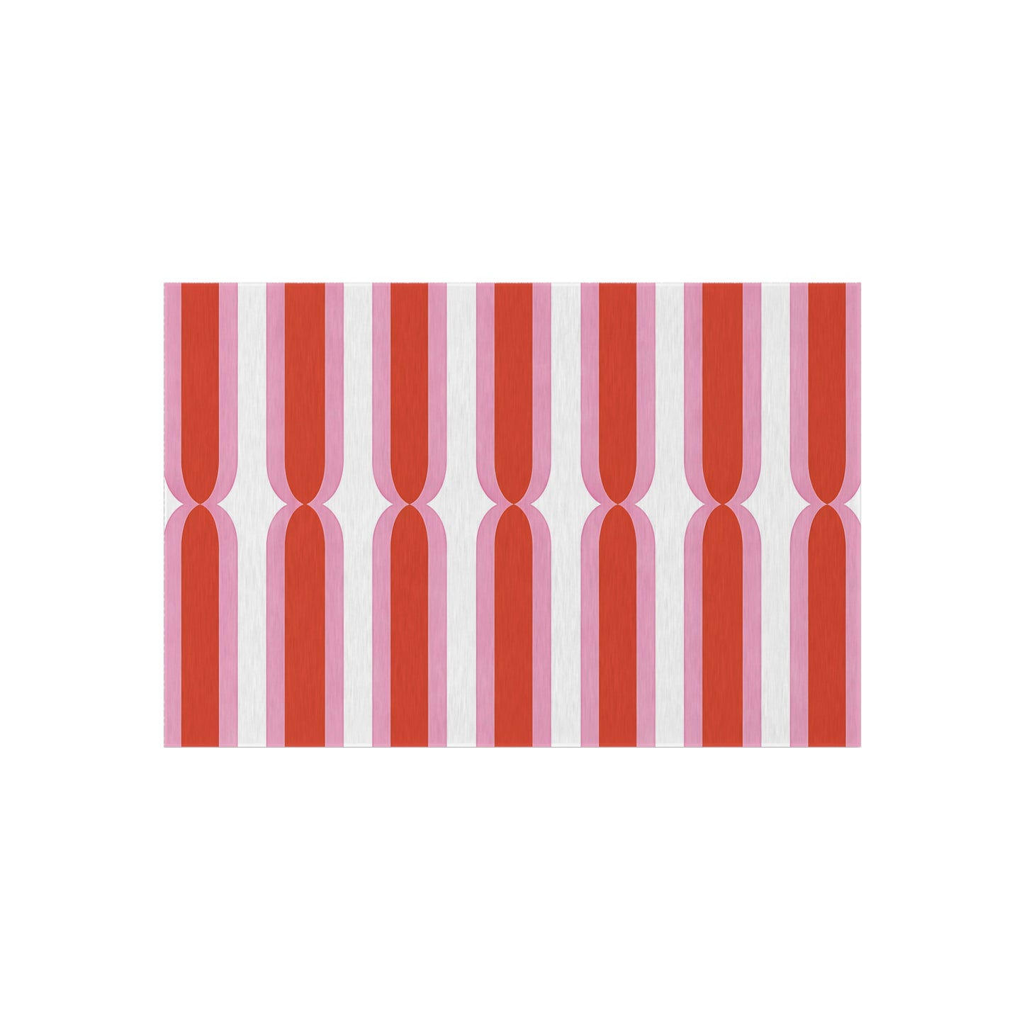 Retro Pink Orange White Stripe Outdoor/Indoor Rug | Geometric Patio Mat