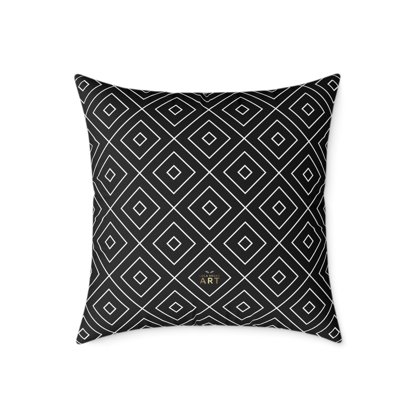 Geometric Diamond Pattern Square Poly Canvas Pillow | Black Grey Modern Throw Pillow