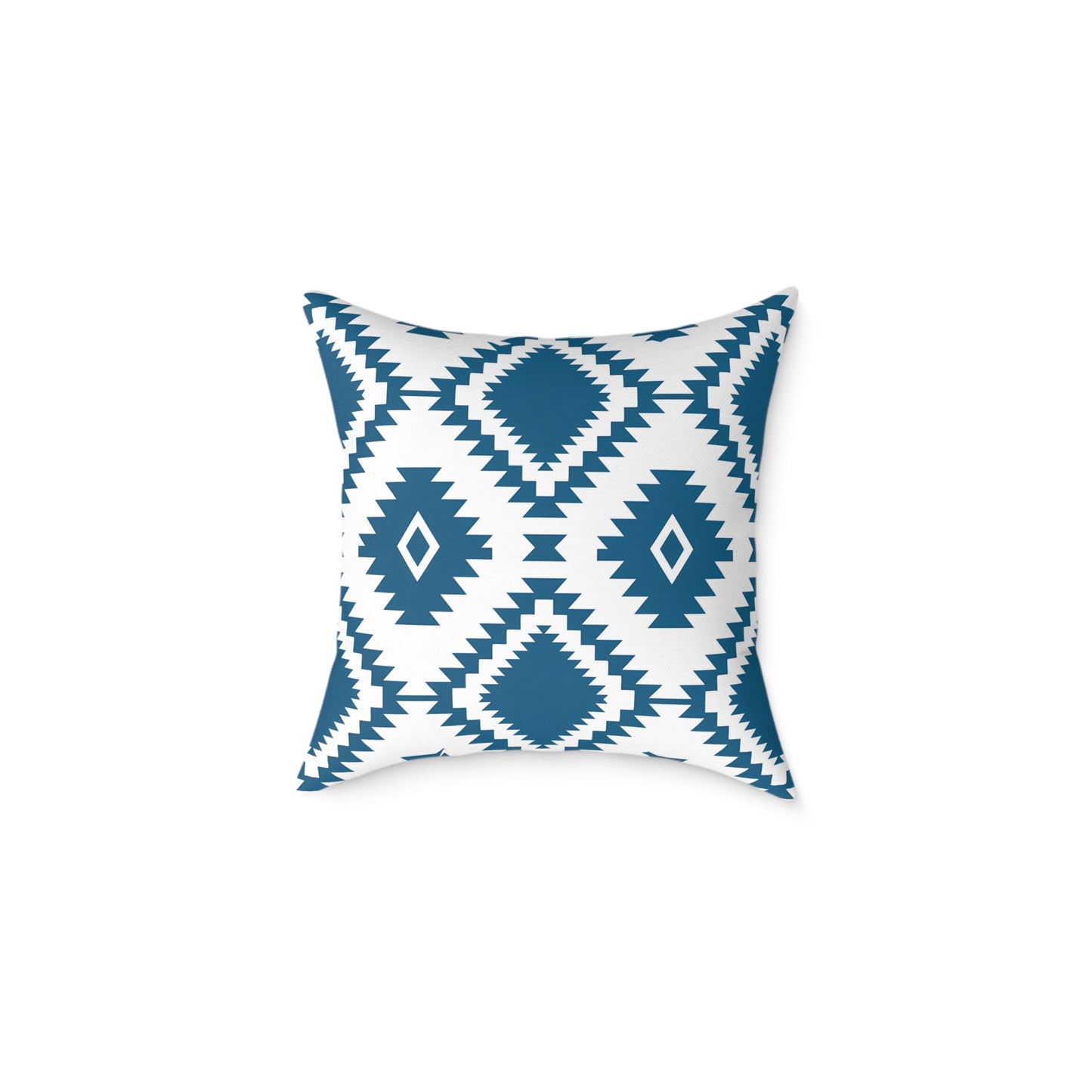 Teal Aztec Diamond Pattern Square Pillow | Geometric Throw Pillow