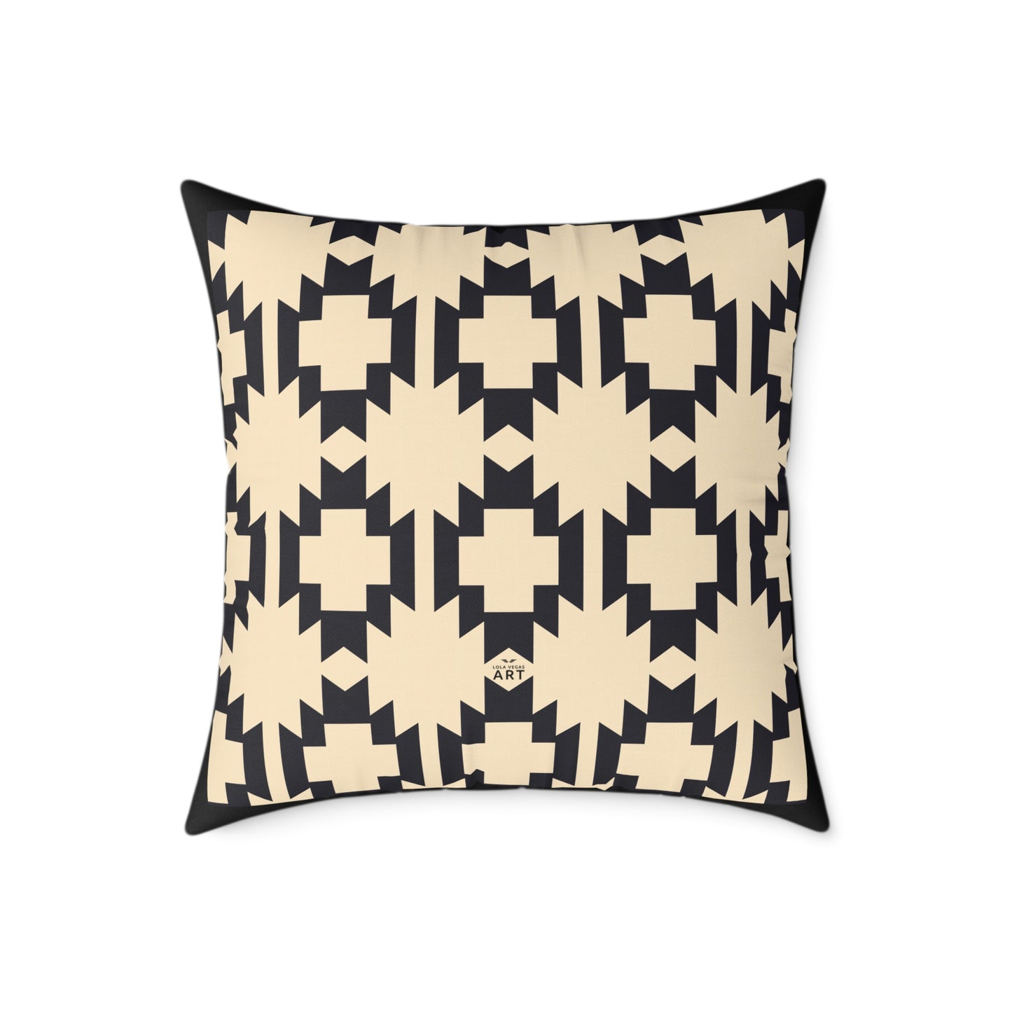 Geometric Aztec Pattern Square Pillow | Neutral Black Cream Throw Pillow
