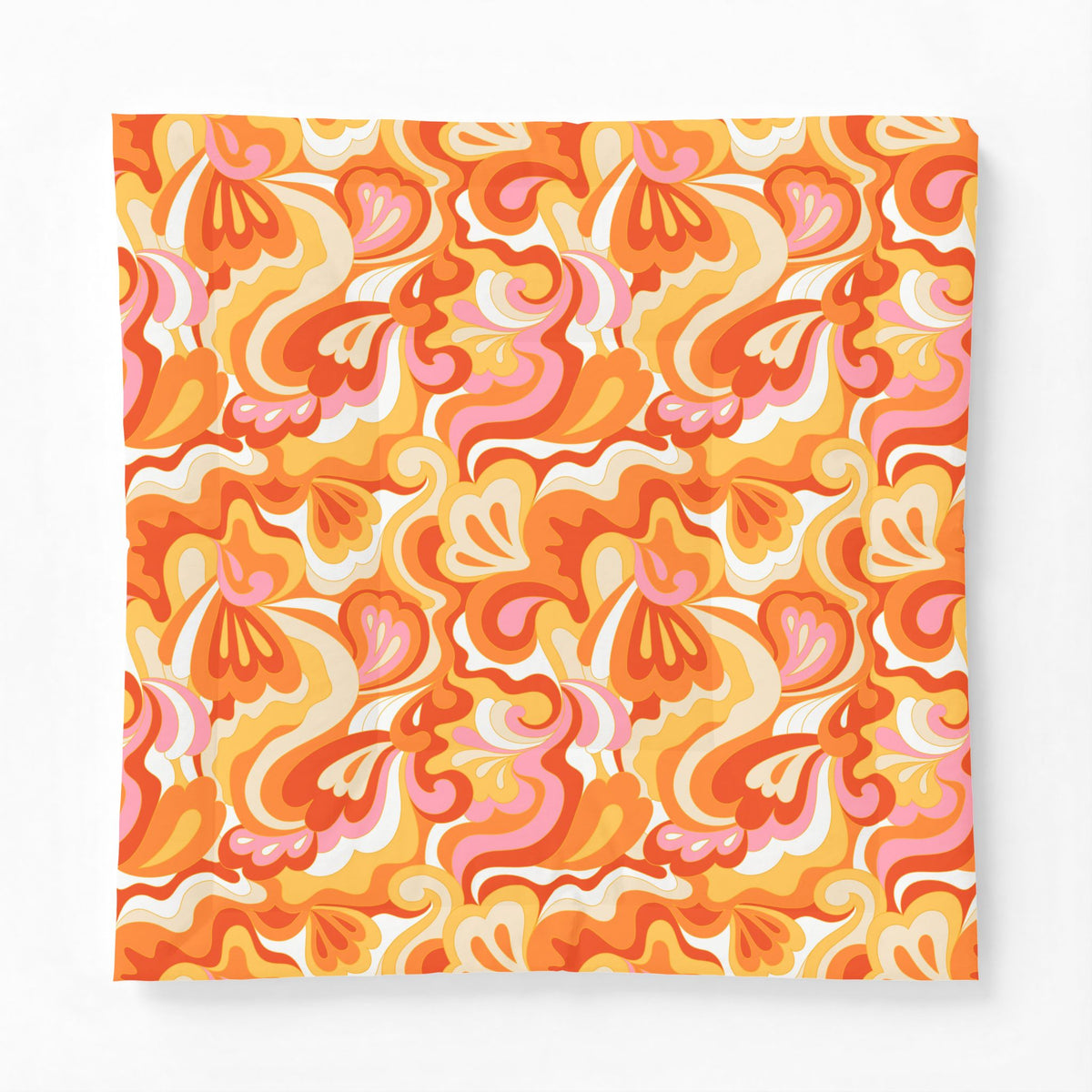 Retro Red Pink Orange Swirl Cotton Comforter | Psychedelic Floral Pattern