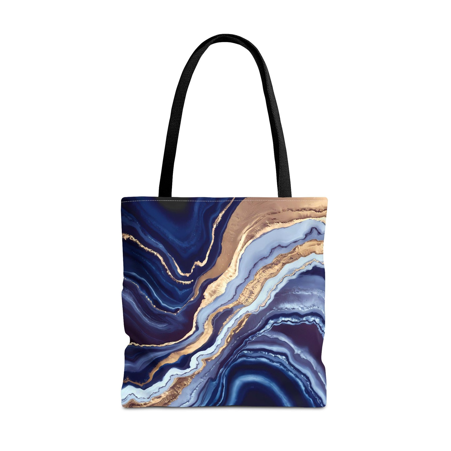 Geode Layers Tote Bag, Blue Gold White Abstract Natural Beauty, Large Small Medium Market Reusable Shopping Gift for Her, Shoulder Bag Purse