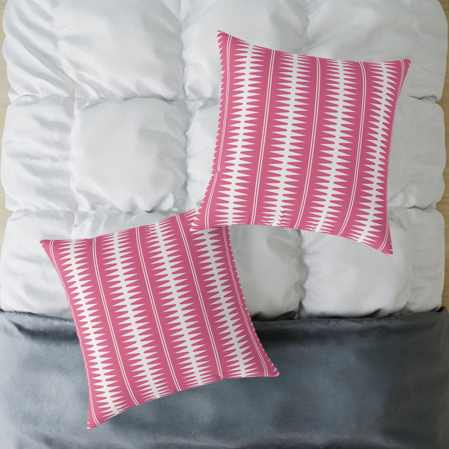 Pink White Geometric Stripe Pattern Pillow | Square Throw Cushion