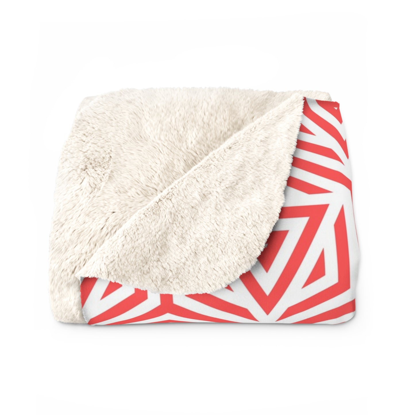 Red Geometric Triangle Pattern Sherpa Blanket | Cozy Fleece Throw, Warm Throw for Home Decor, Perfect Gift for Winter, and Cozy Nights