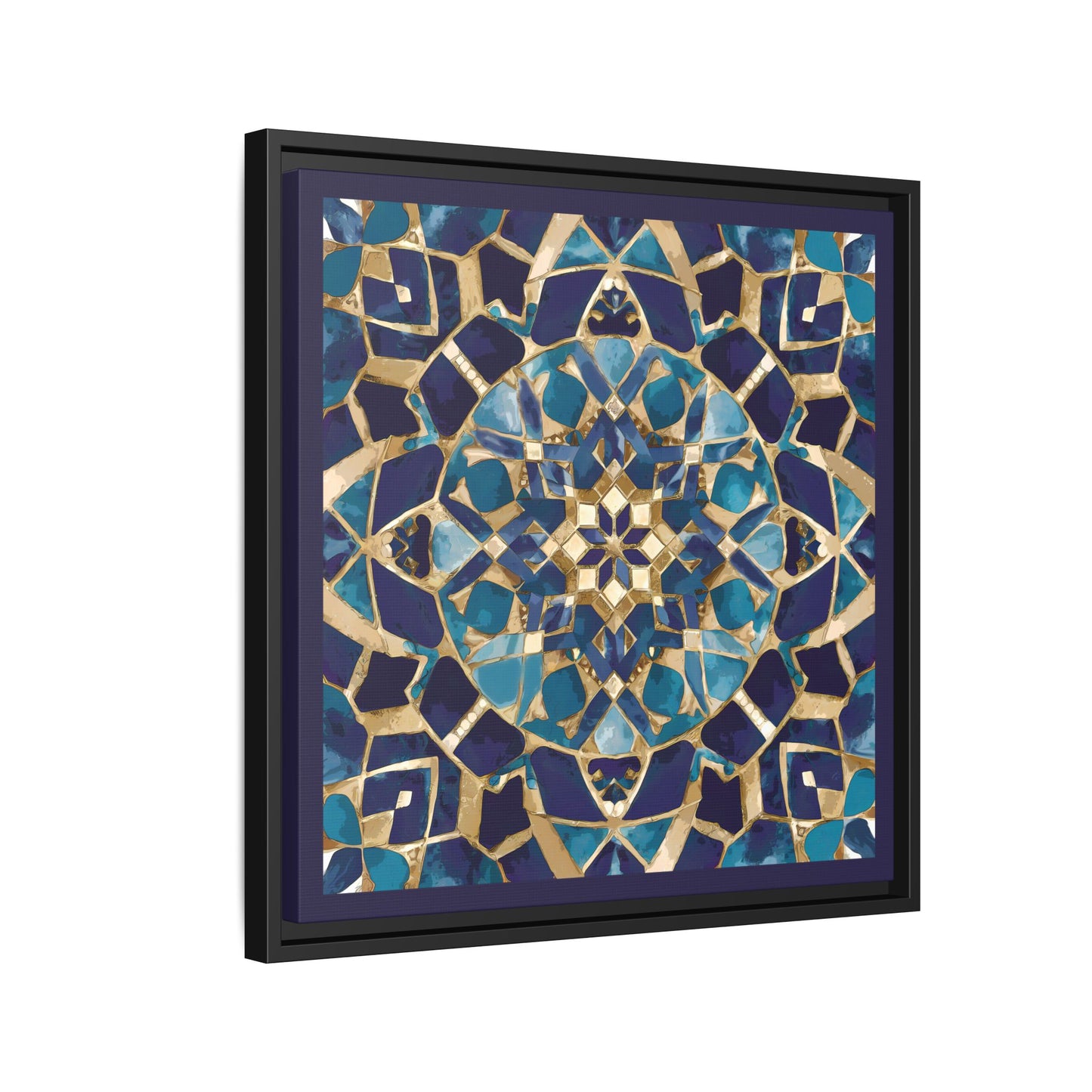 Framed Blue Moroccan Mosaic Wall Art — Matte Canvas Print