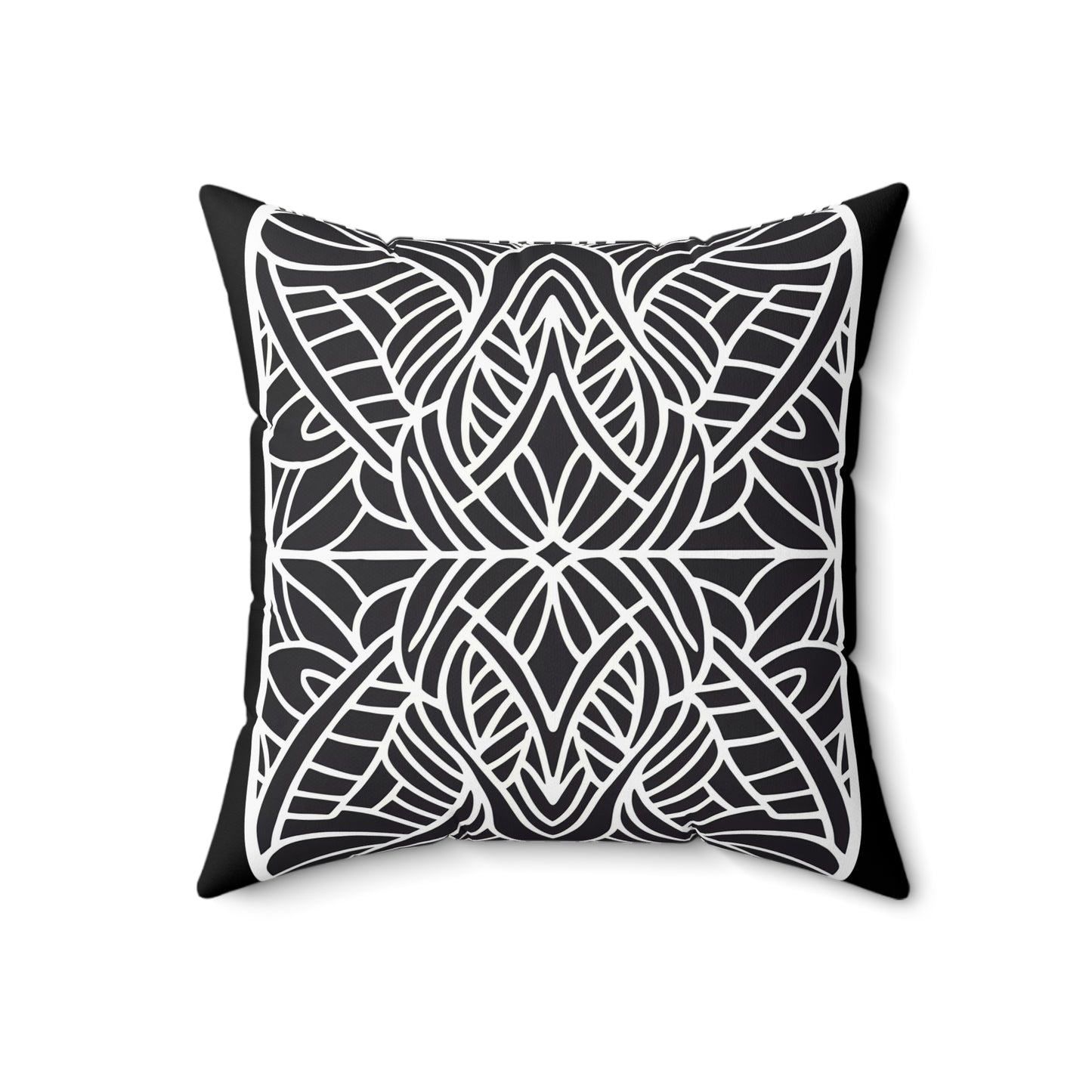 Square Pillow - Black and White Tribal Design Ethnic and Dramatic