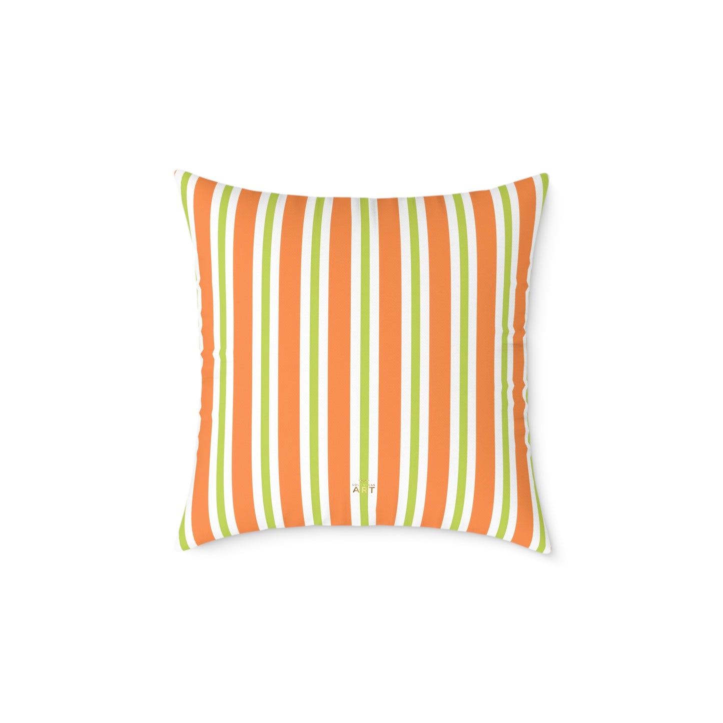 Orange Green Stripe Square Pillow | Striped Throw Pillow