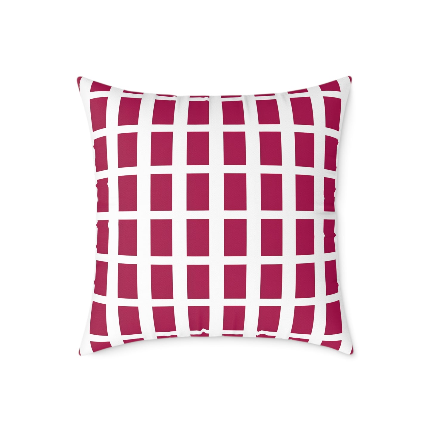Maroon Grid Pattern Pillow | Square Throw Pillow, Modern Geometric Cushion