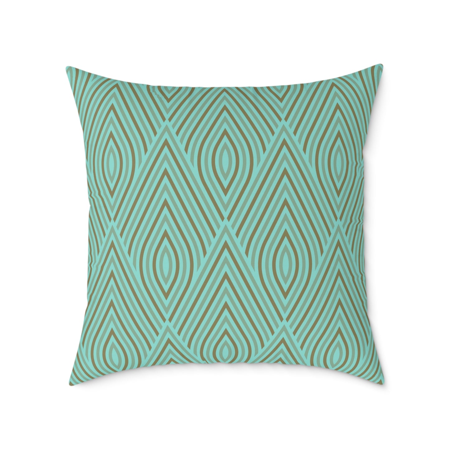 Teal Geometric Diamond Pattern Pillow | Square Poly Canvas Pillow