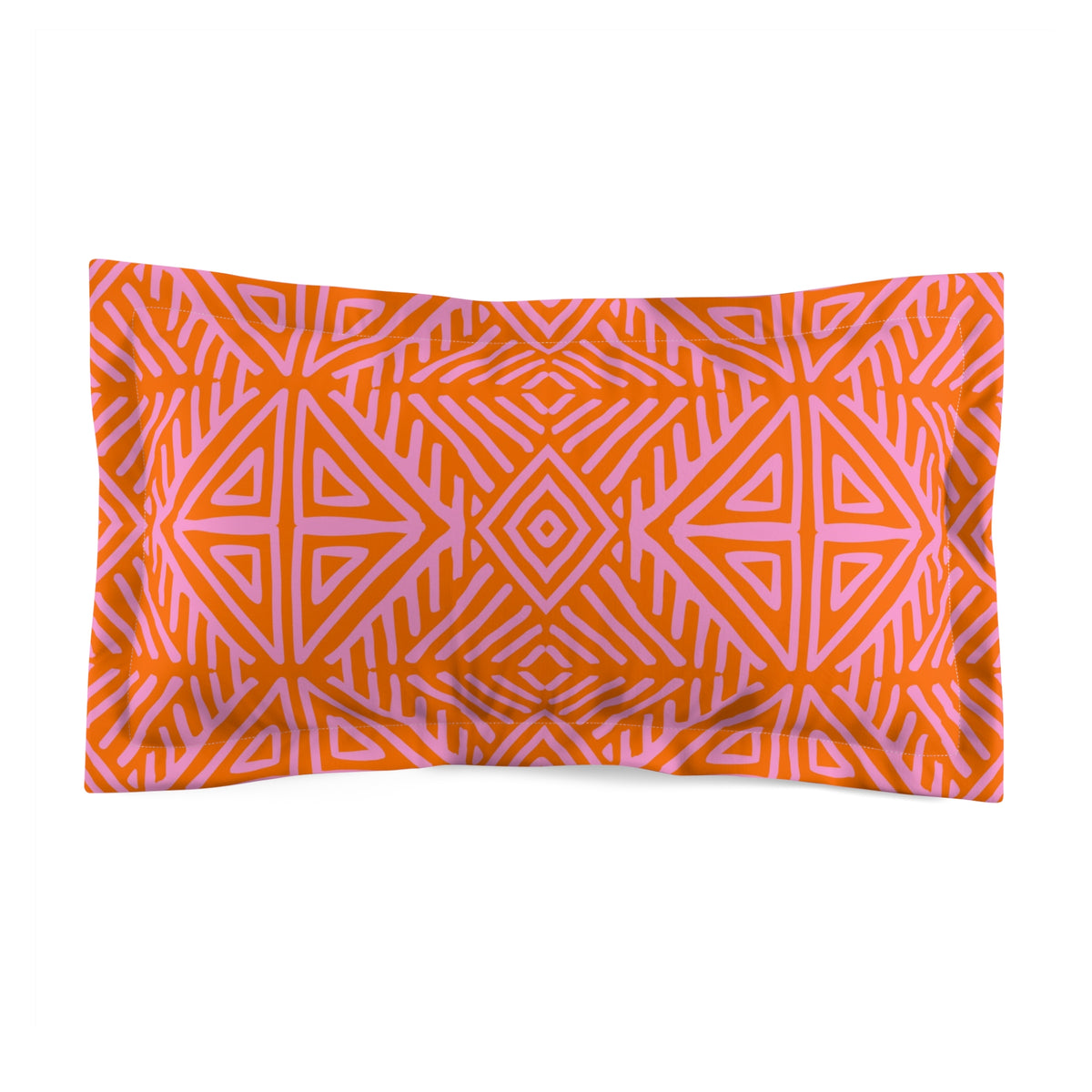 Geometric Tribal Pattern Microfiber Pillow Sham | Orange Pink Abstract