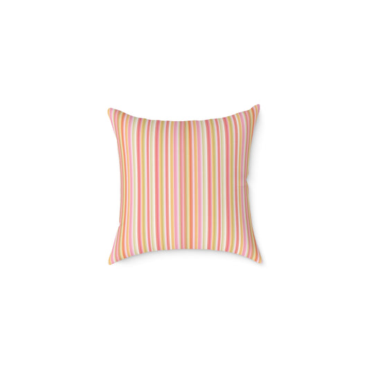 Pastel Stripe Square Pillow | Pink Yellow Green Striped Decorative Pillow