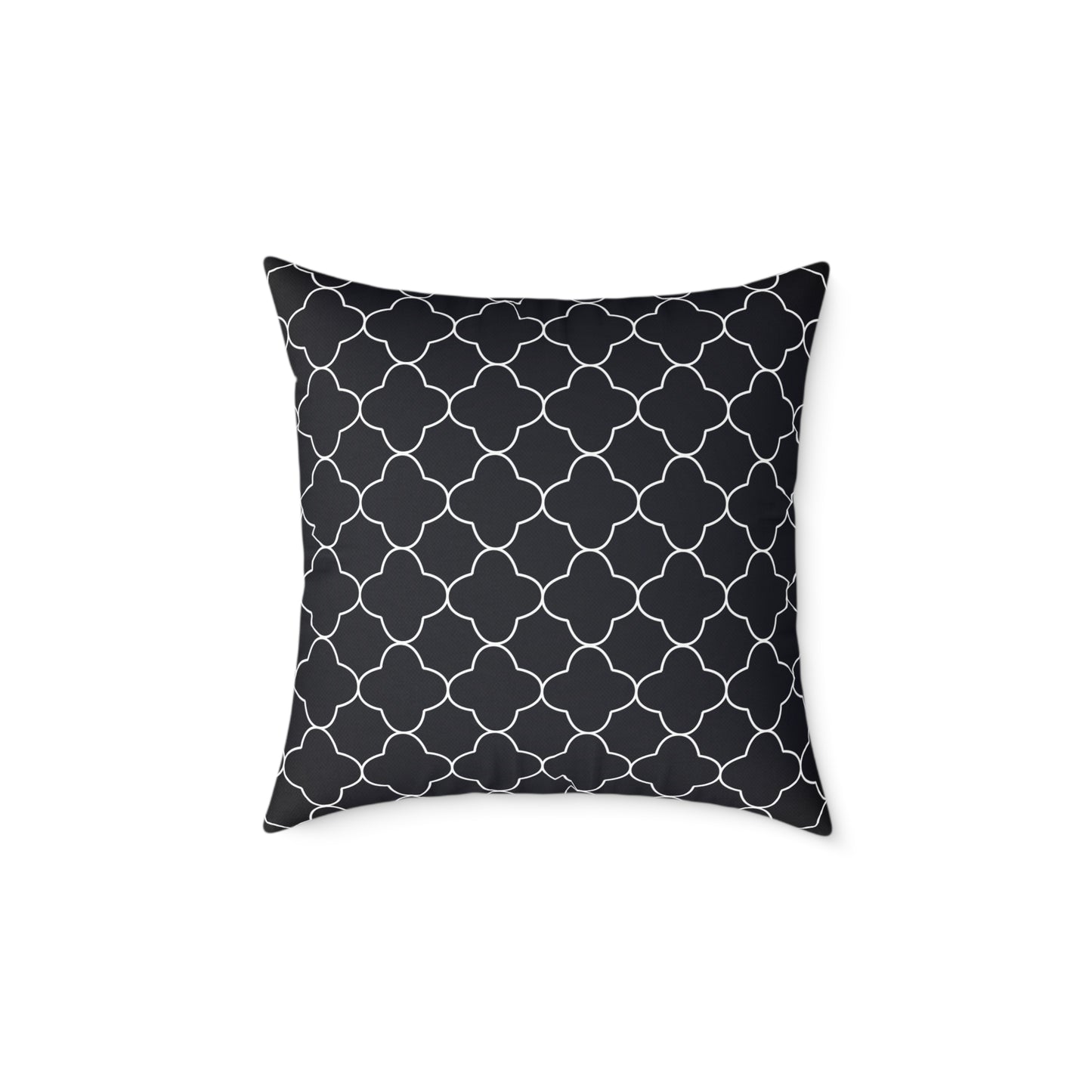 Black and White Moroccan Trellis Pattern Square Pillow | Geometric Throw Pillow