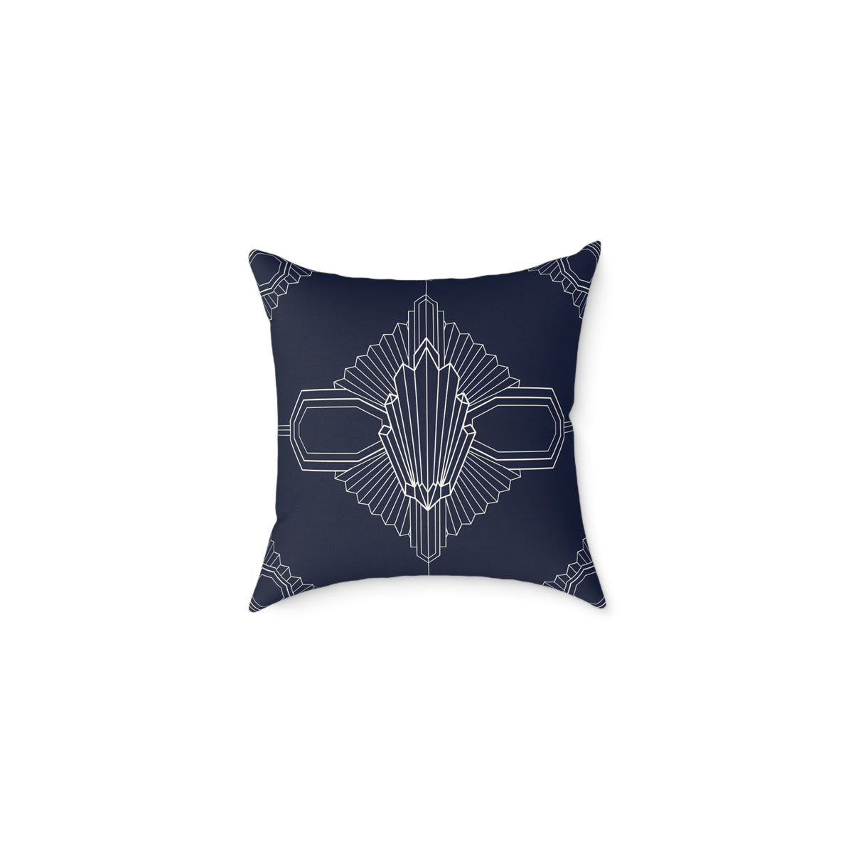 Art Deco Geometric Pattern Square Pillow | Navy White Canvas Throw Pillow