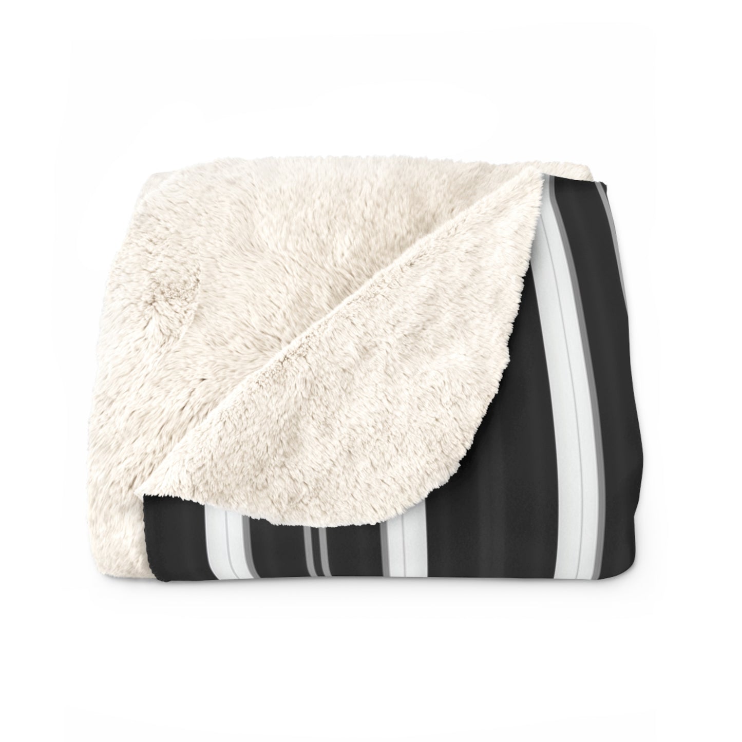 Black White Vertical Stripes Sherpa Blanket | Cozy Monochrome Throw