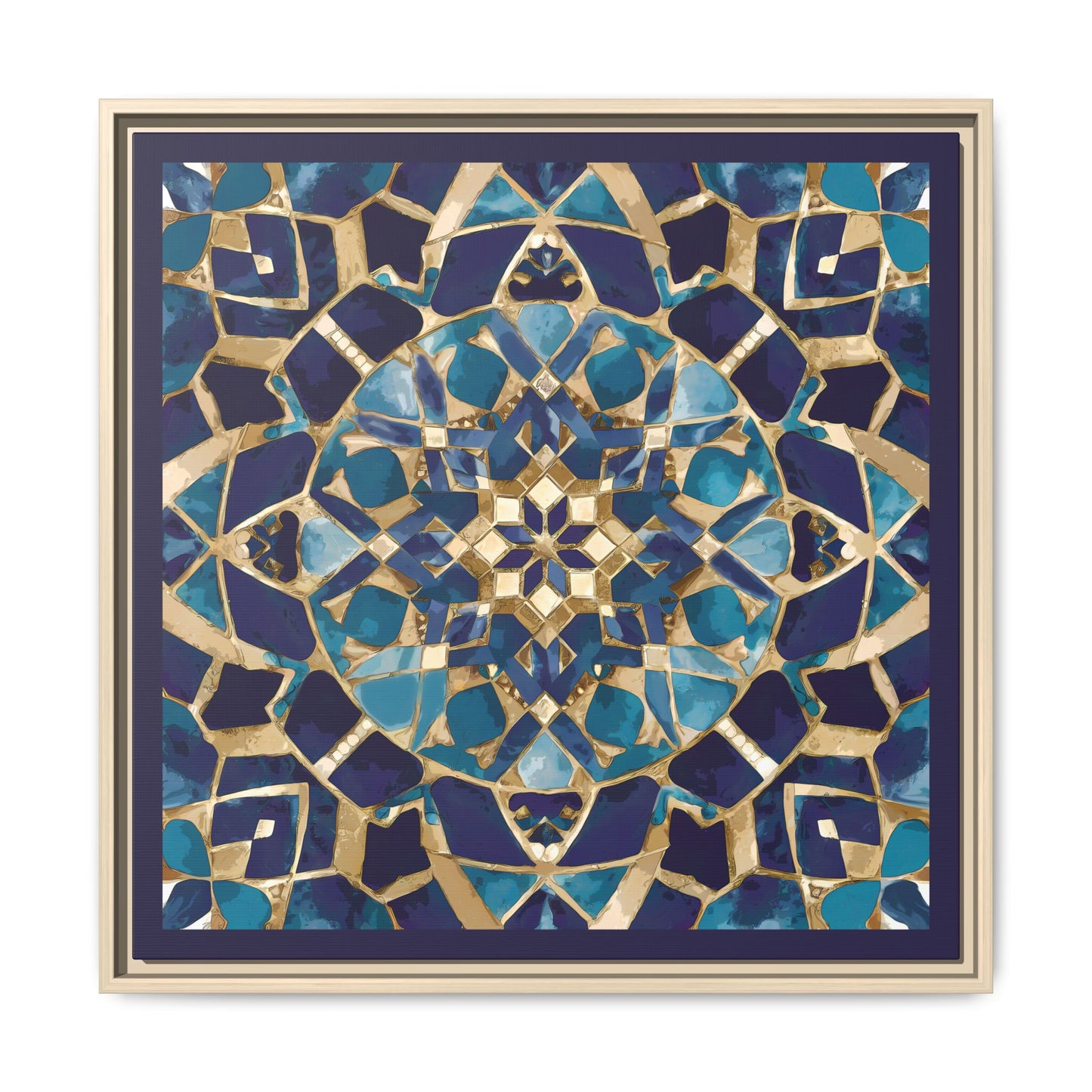 Framed Blue Moroccan Mosaic Wall Art — Matte Canvas Print