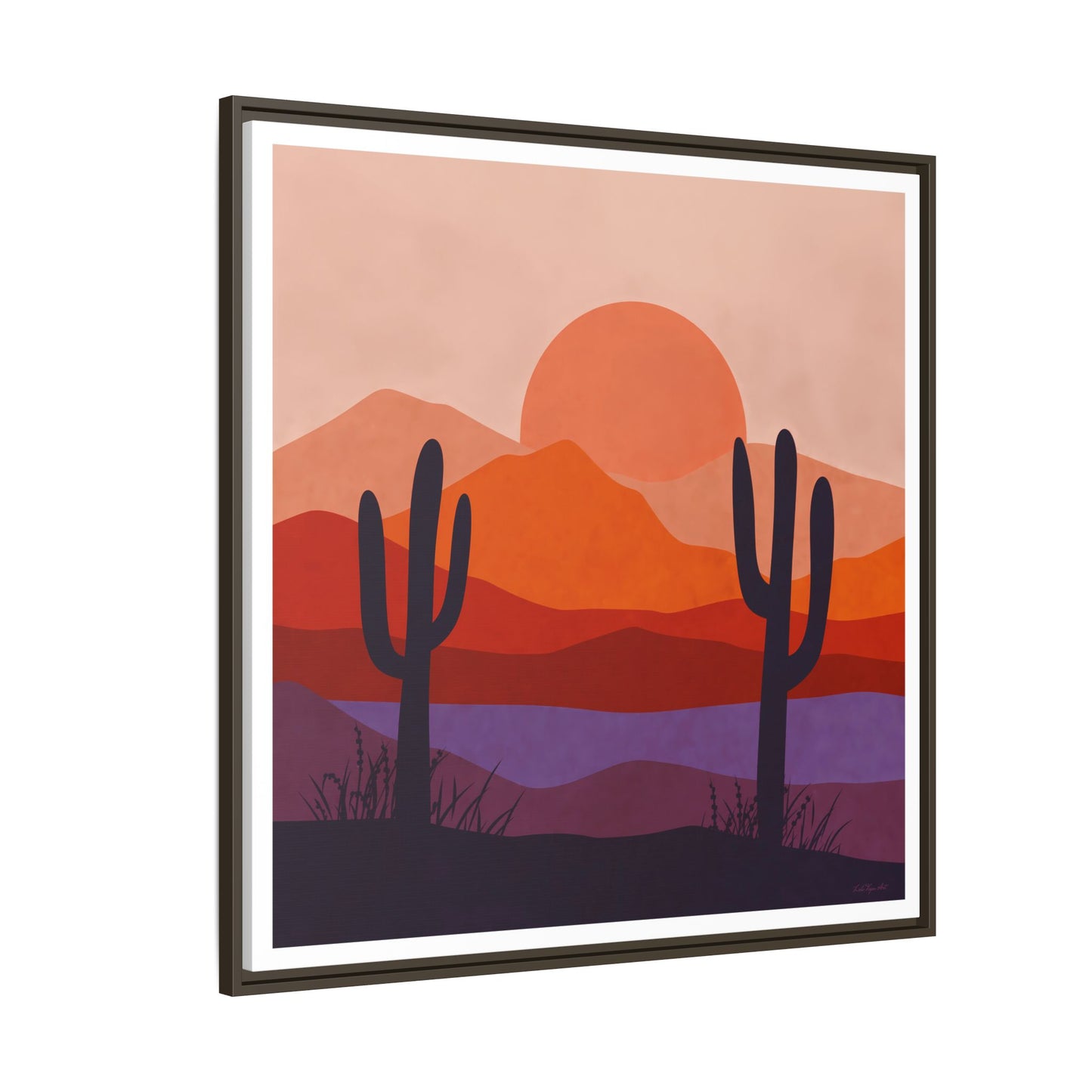 Desert Sunset Framed Canvas Art, Boho Home Decor, Nature Wall Art, Cactus Print, Warm Colorful Wall Decor, Housewarming Gift - LOLA VEGAS ART