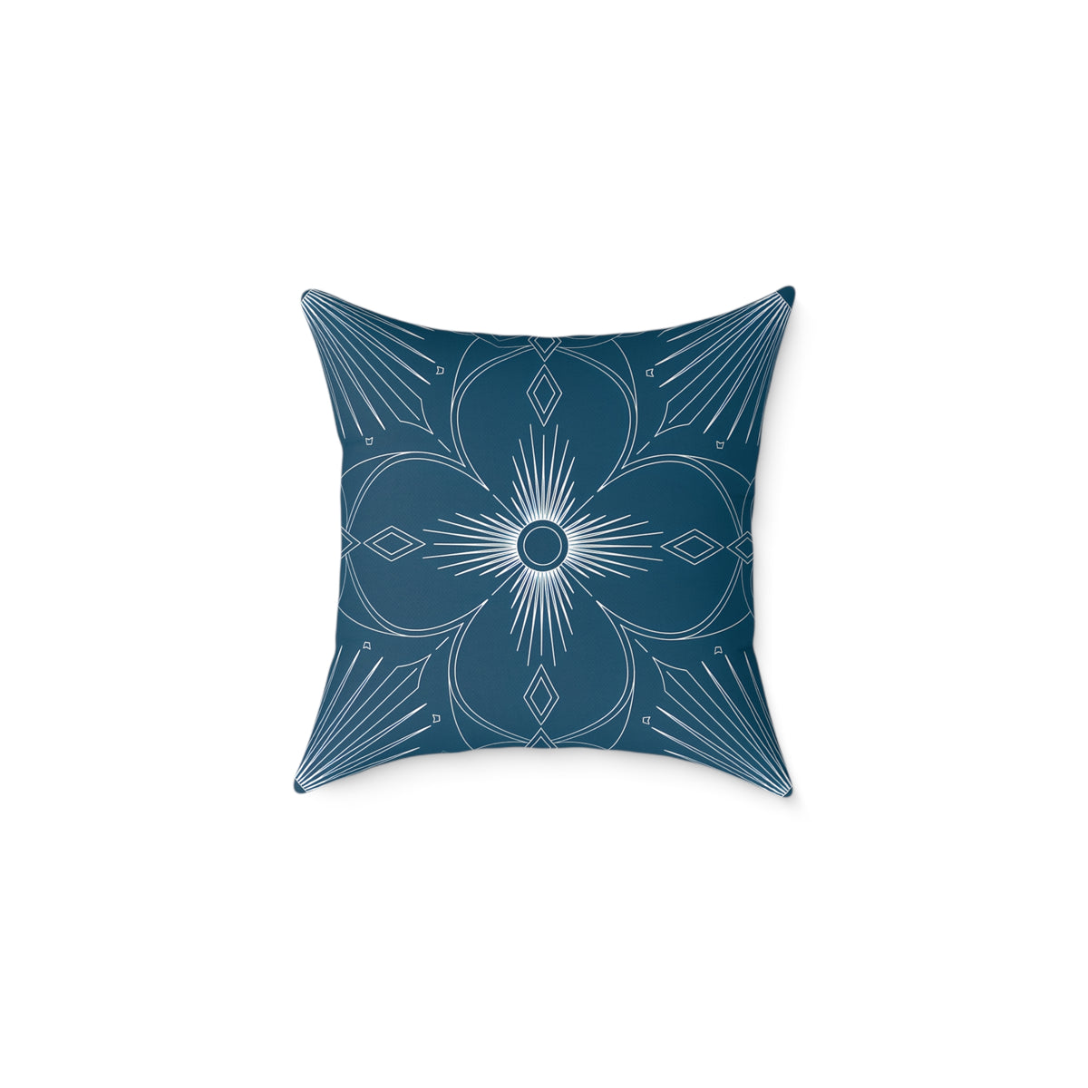 Cerulean Mandala Floral Pillow | Square Poly Canvas Pillow