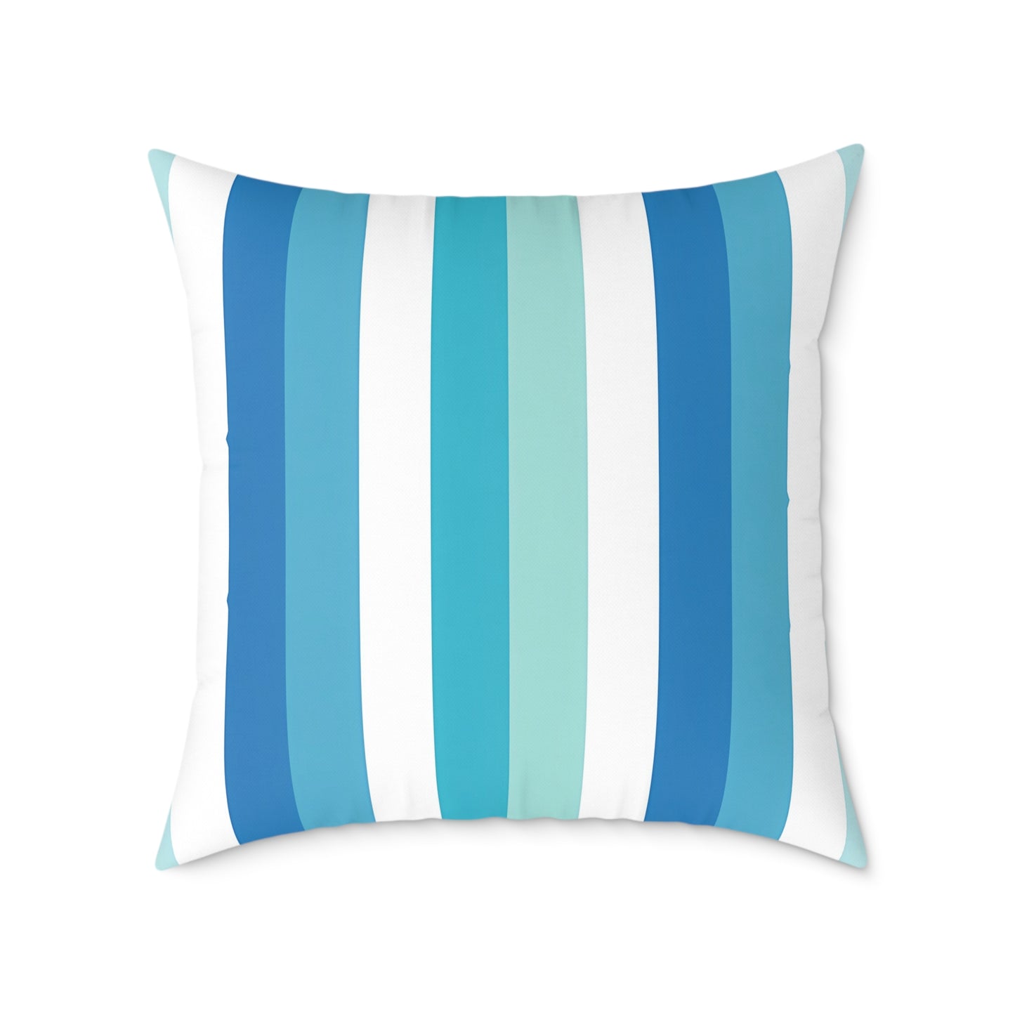 Blue Teal White Vertical Stripes Pillow | Square Pillow