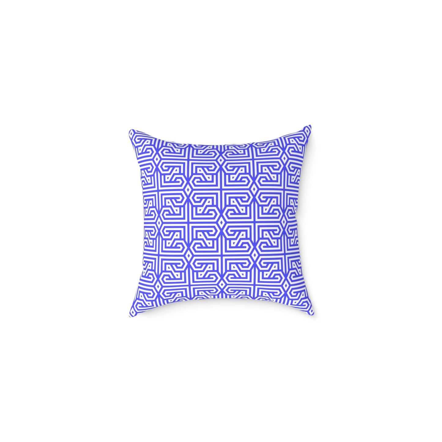 Geometric Greek Key Pattern Periwinkle Pillow | Square Canvas Throw Pillow, Modern Home Decor, Accent Cushion, Gift for Her, Boho Style,