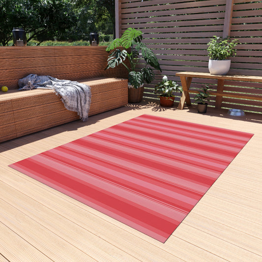 Coral Pink Stripe Pattern Outdoor/Indoor Rug | Patio Mat, Waterproof Porch Runner