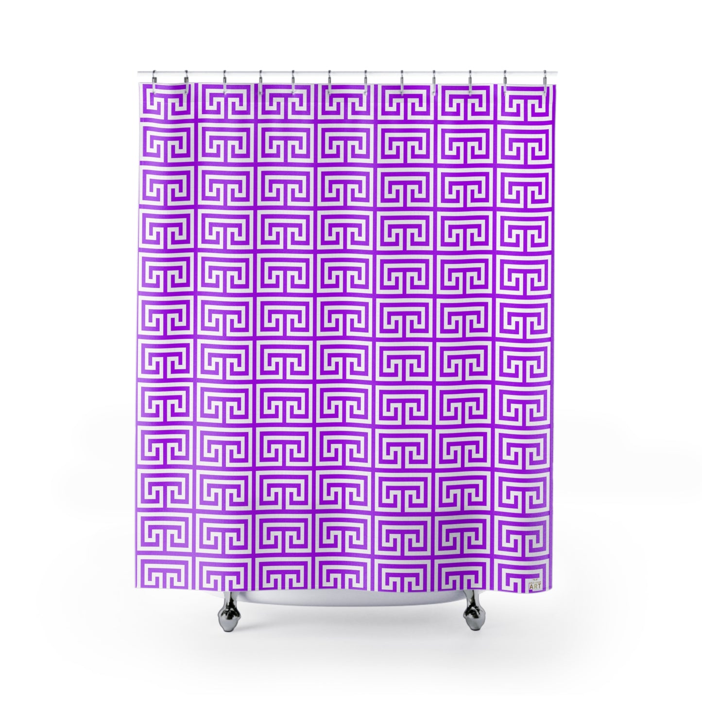 Purple Greek Key Pattern Shower Curtain | Geometric Bath Decor, Glam Bathroom Accessory,  Classy Vibe