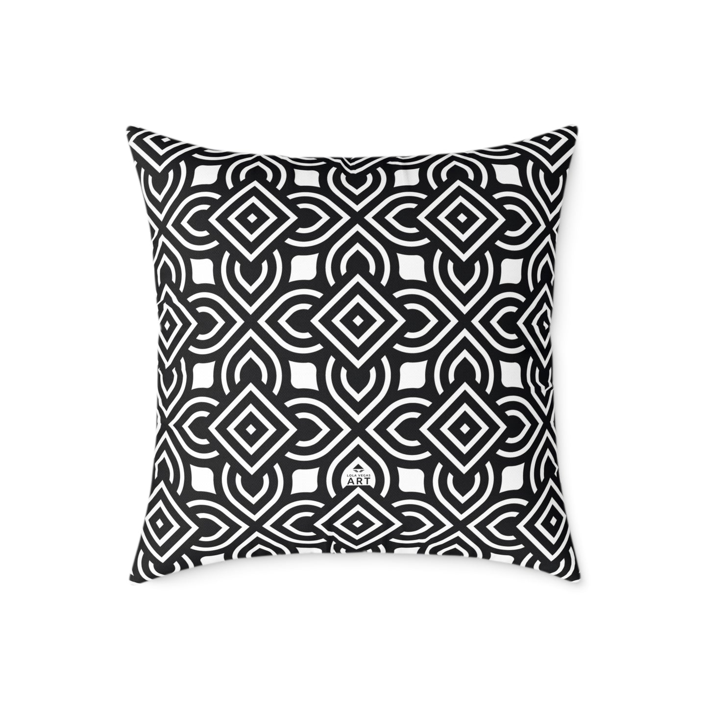 Black White Geometric Pattern Square Pillow | Modern Home Decor, Black and White Accent Cushion, Gift for Homeowners, Cozy Throw Pillow
