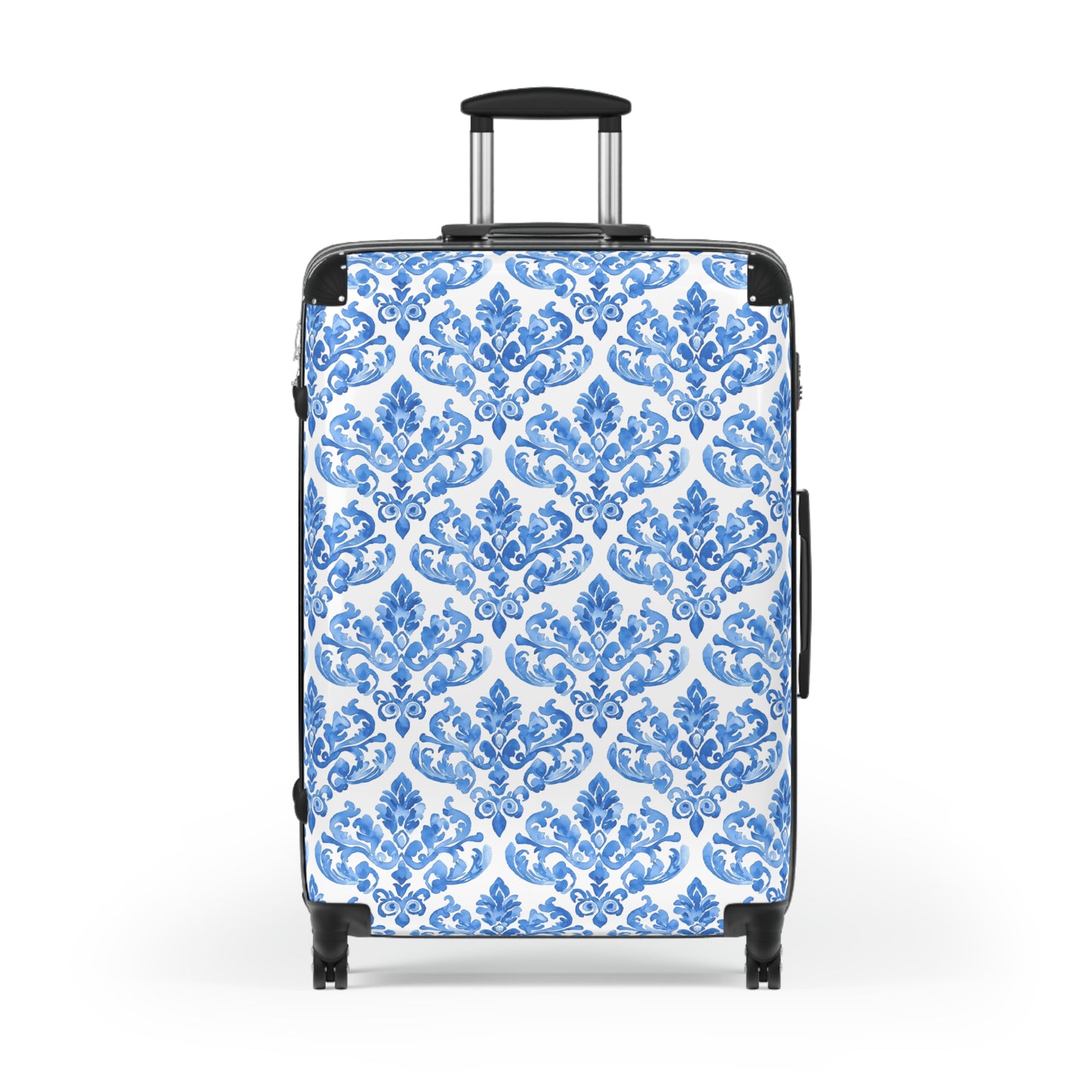Elegant Blue Damask Suitcase, Travel Luggage for Stylish Adventurers, Perfect for Vacations, Gifts, and Getaways, Elegant Luggage