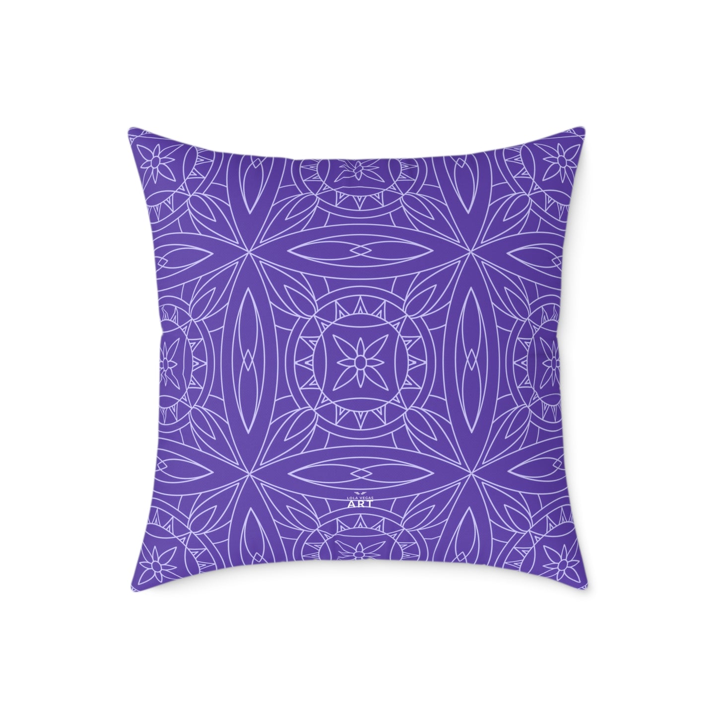 Geometric Kaleidoscope Pattern Square Pillow | Purple White Tile Decorative Pillow