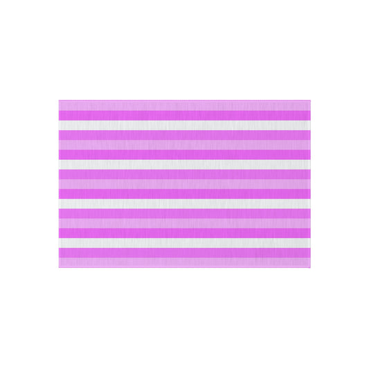 Pink and White Stripes Outdoor/Indoor Rug | Patio Mat, Poolside Striped Rug
