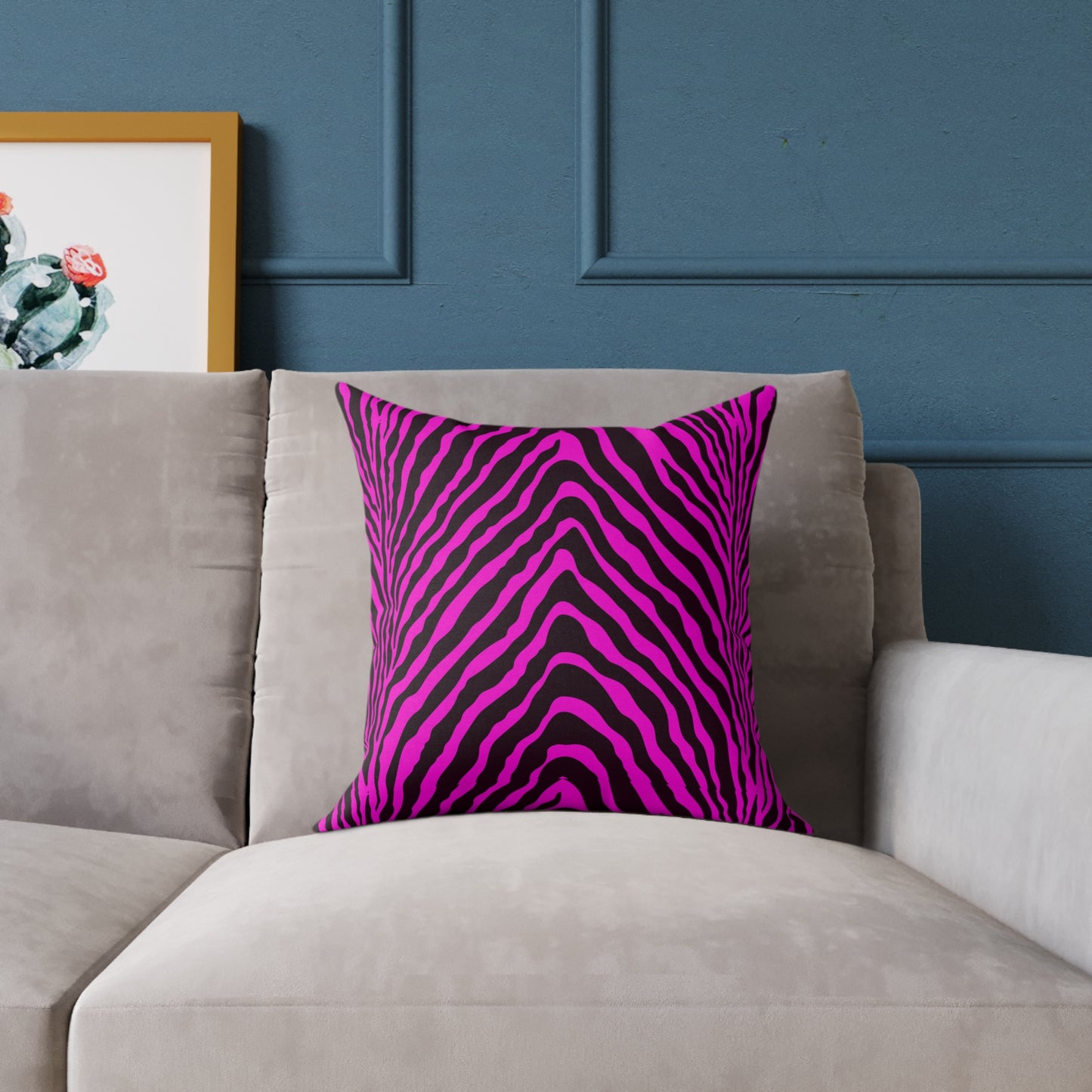 Hot Pink Zebra Print Pillow | Square Poly Canvas Pillow