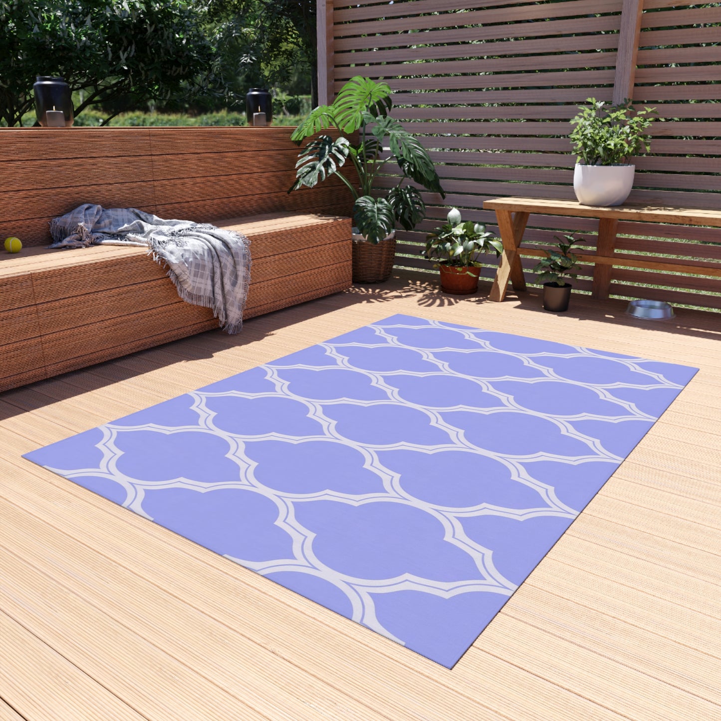 Lavender Moroccan Trellis Outdoor/Indoor Rug | Patio Mat