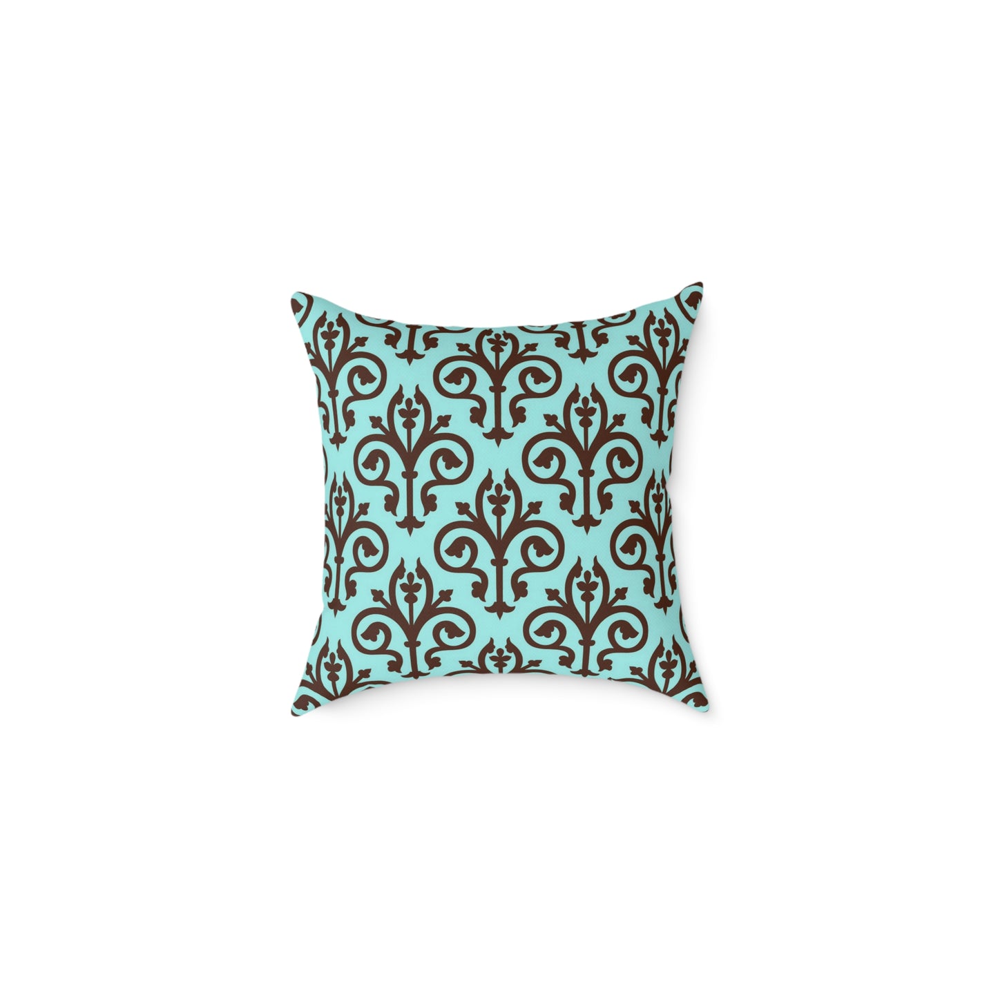 Turquoise Brown Damask Square Pillow | Decorative Throw Pillow