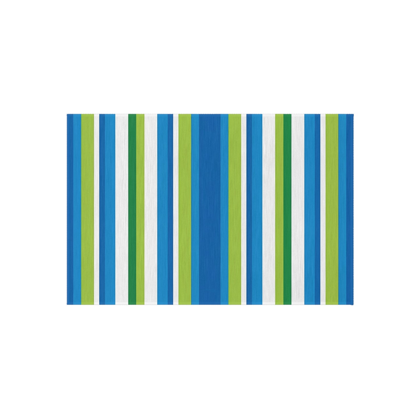 Blue Green Striped Outdoor/Indoor Rug | Patio Mat