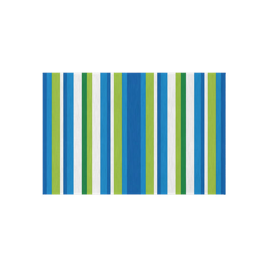 Blue Green Striped Outdoor/Indoor Rug | Patio Mat