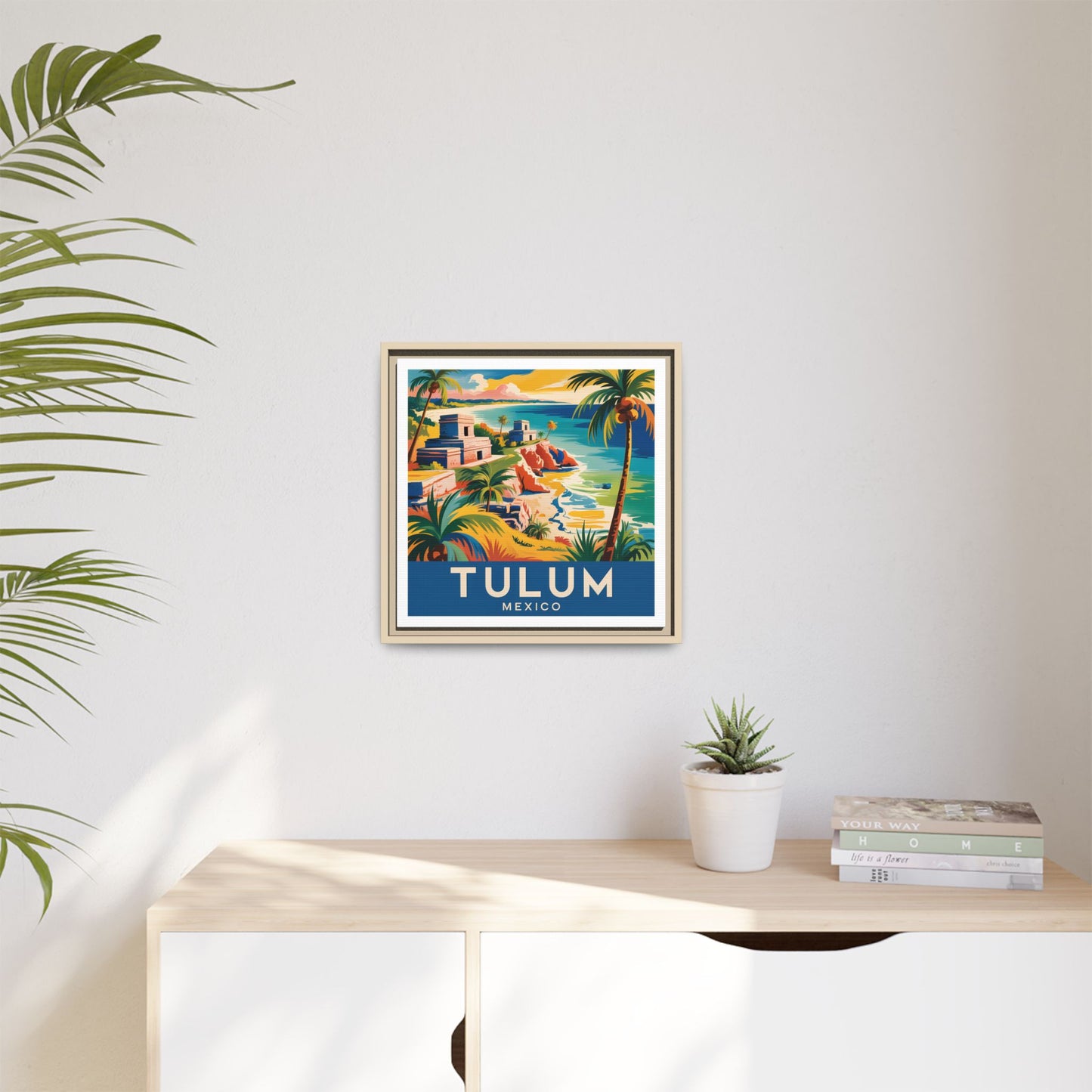 Tulum Mexico Vintage Look Framed Travel Canvas Wall Art