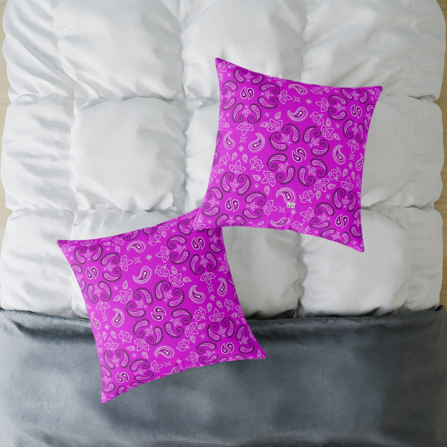 Purple Paisley Pattern Pillow | Square Poly Canvas Pillow