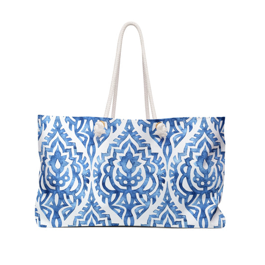 Boho-Chic Weekender Bag, Decorative Tote, Travel Bag for Weekend Getaways, Beach Vacation, Stylish Storage - LOLA VEGAS ART