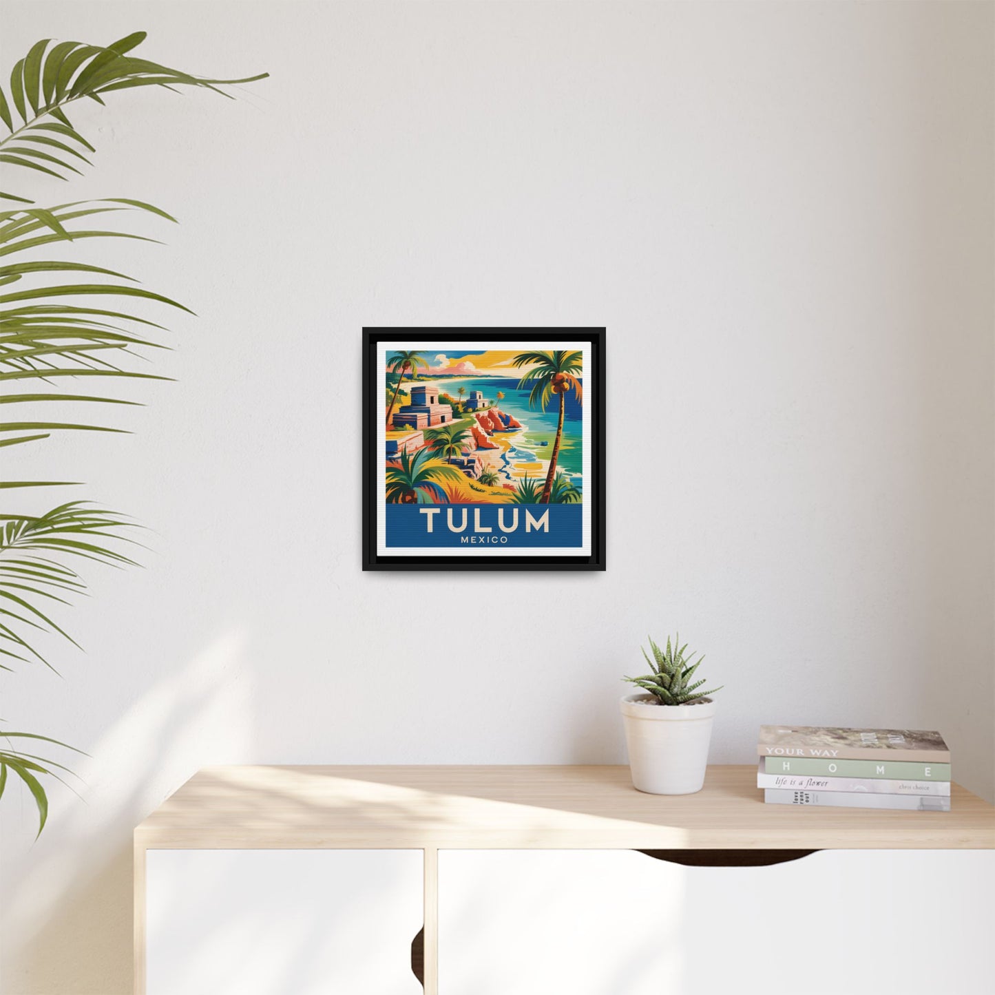 Tulum Mexico Vintage Look Framed Travel Canvas Wall Art