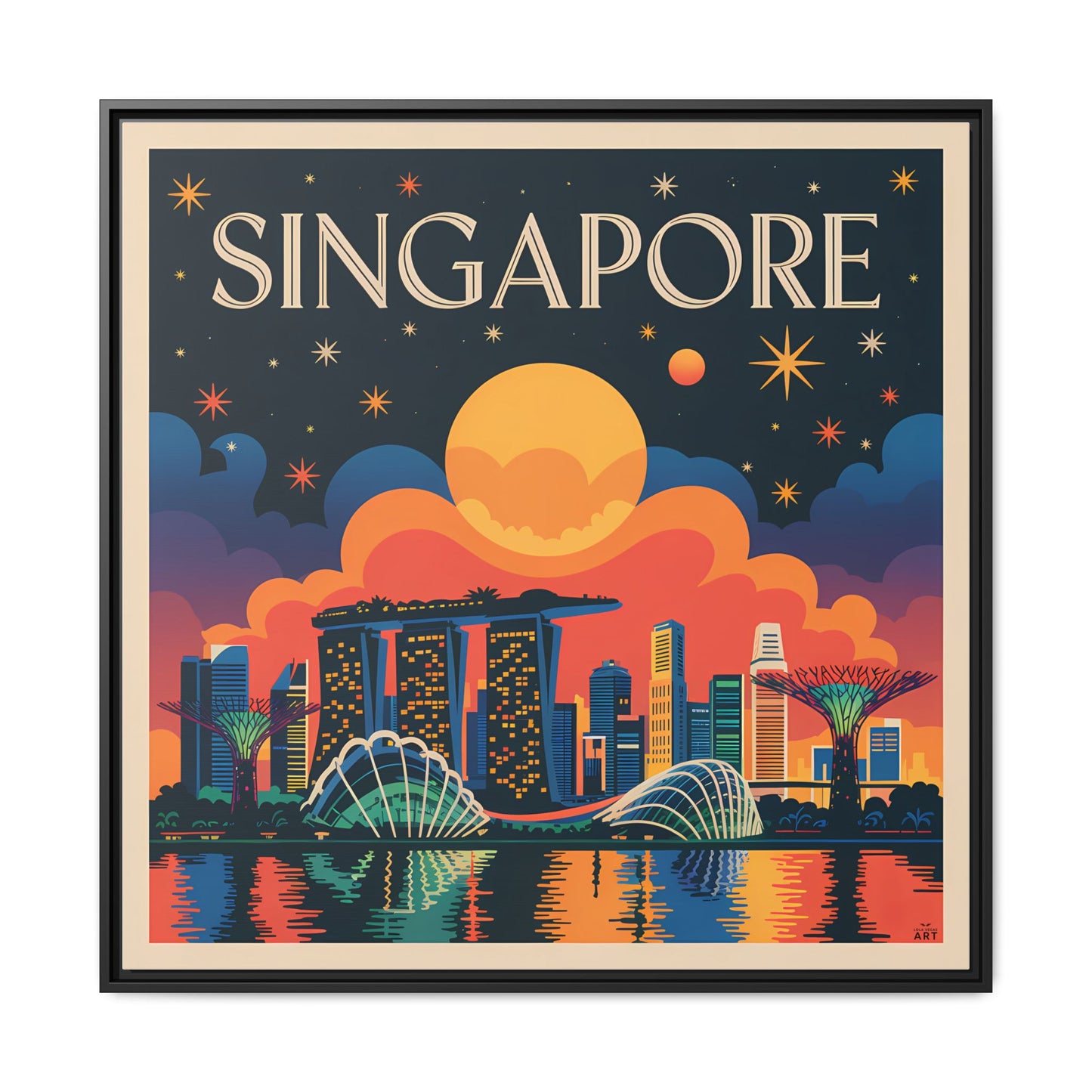 Framed Wall Art Print - Vibrant Singapore Skyline Decor, Colorful Home Decor, Gift for Travelers, Modern Art, Wall Decoration - LOLA VEGAS ART