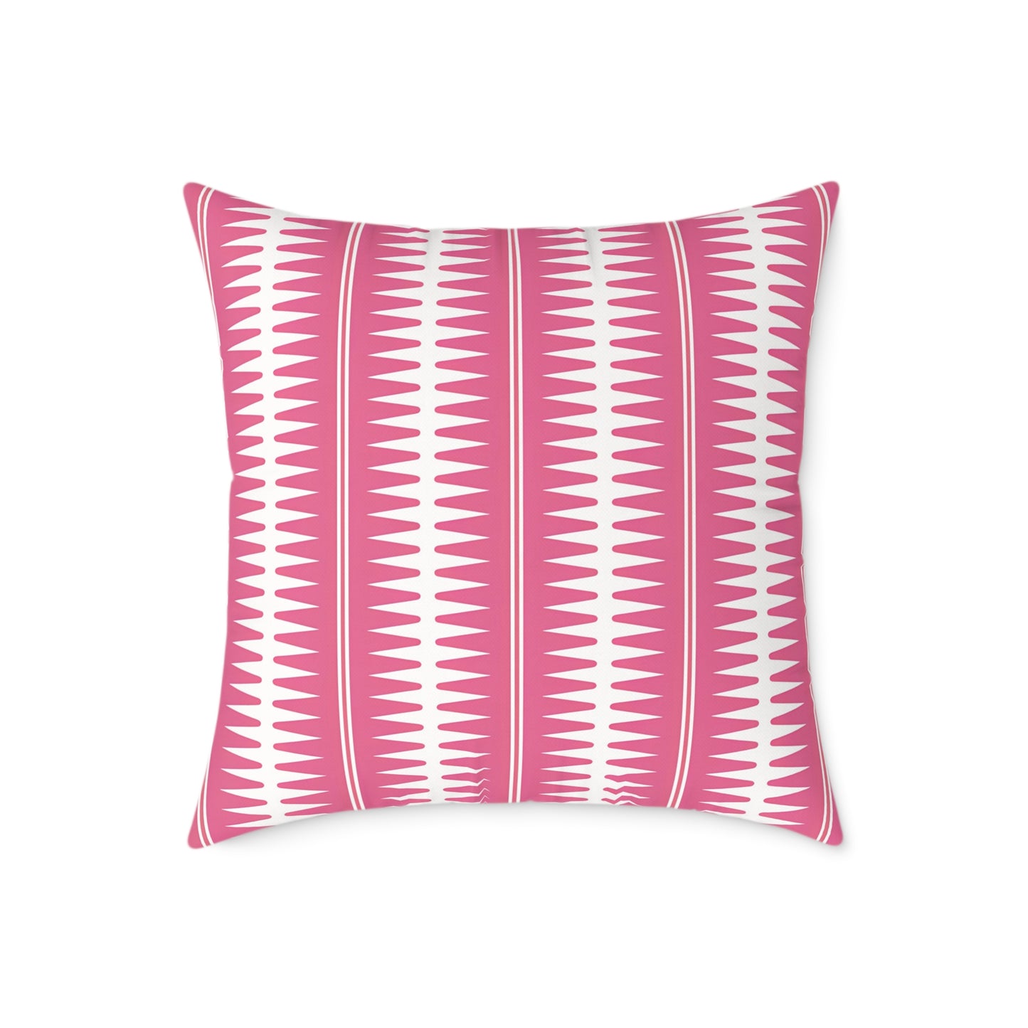 Pink White Geometric Stripe Pattern Pillow | Square Throw Cushion