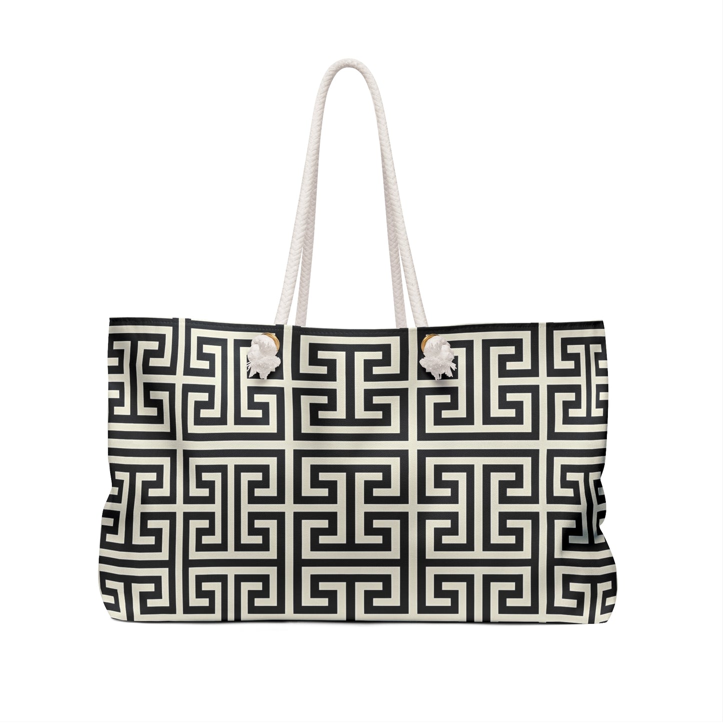 Chic Greek Pattern Weekender Bag, Travel Tote, Weekend Getaway Bag, Stylish Overnight Bag, Personalized Gym Bag