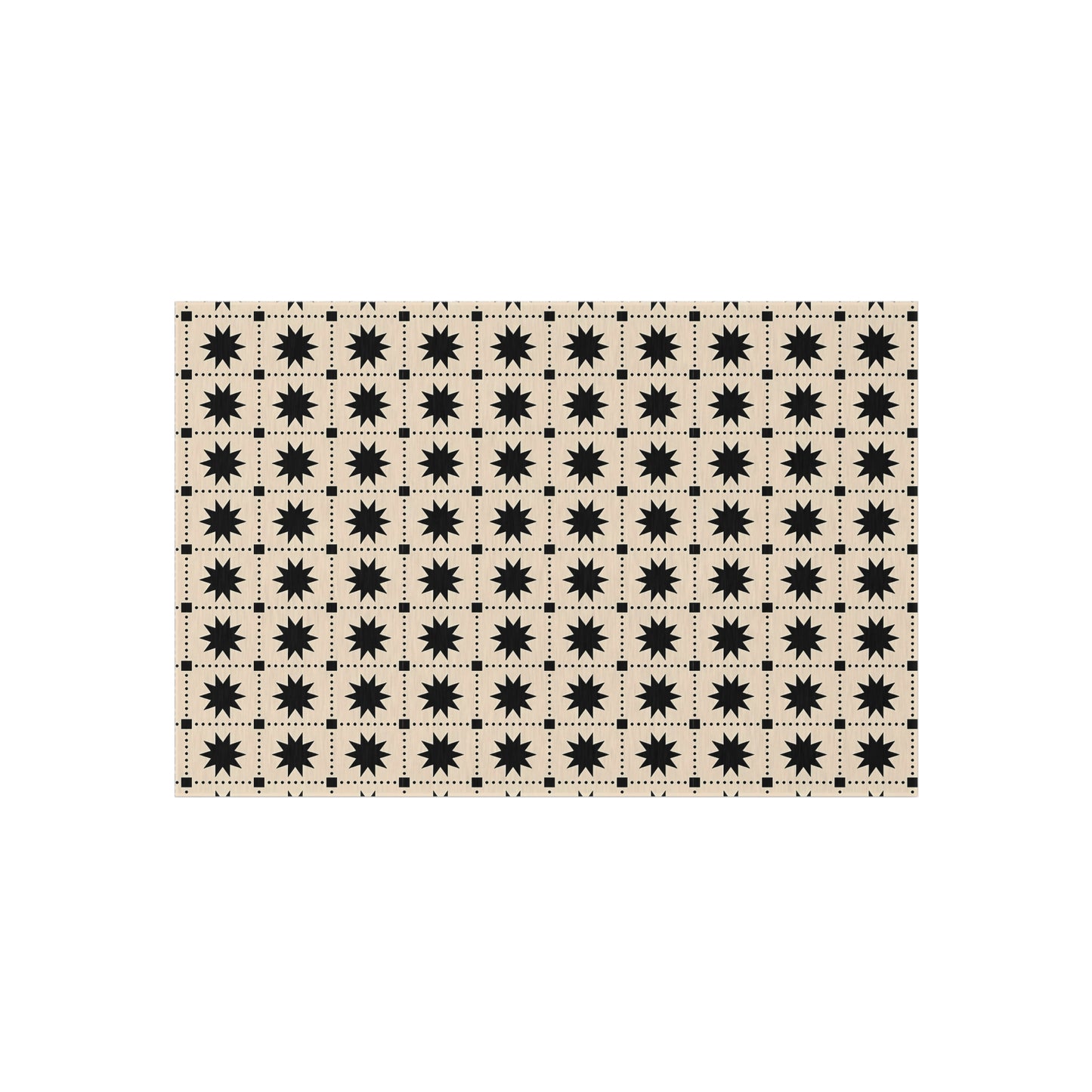 Black Star Tile Outdoor/Indoor Rug | Geometric Patio Mat, Weatherproof Accent Rug