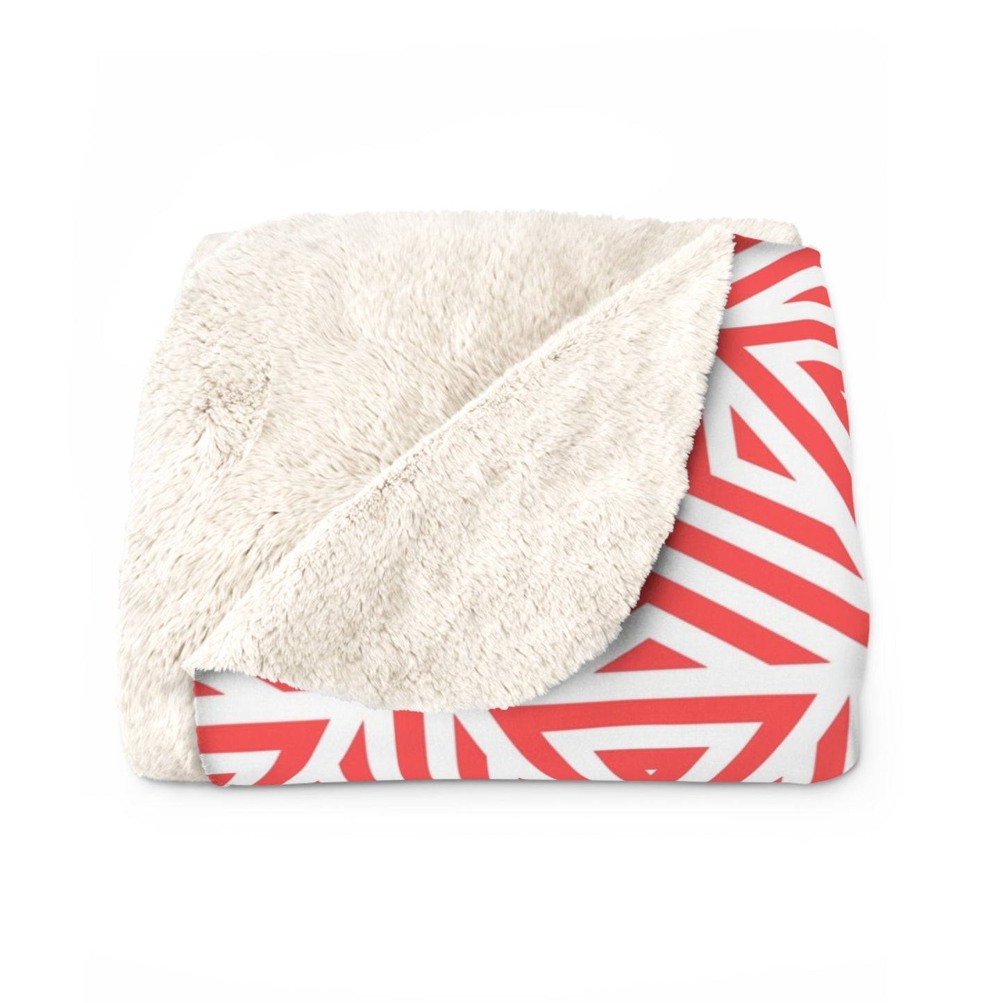 Red Geometric Triangle Pattern Sherpa Blanket | Cozy Fleece Throw, Warm Throw for Home Decor, Perfect Gift for Winter, and Cozy Nights