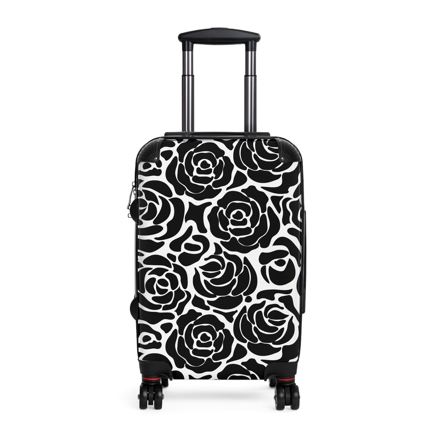 Black White Rose Pattern Suitcase | Floral Luggage
