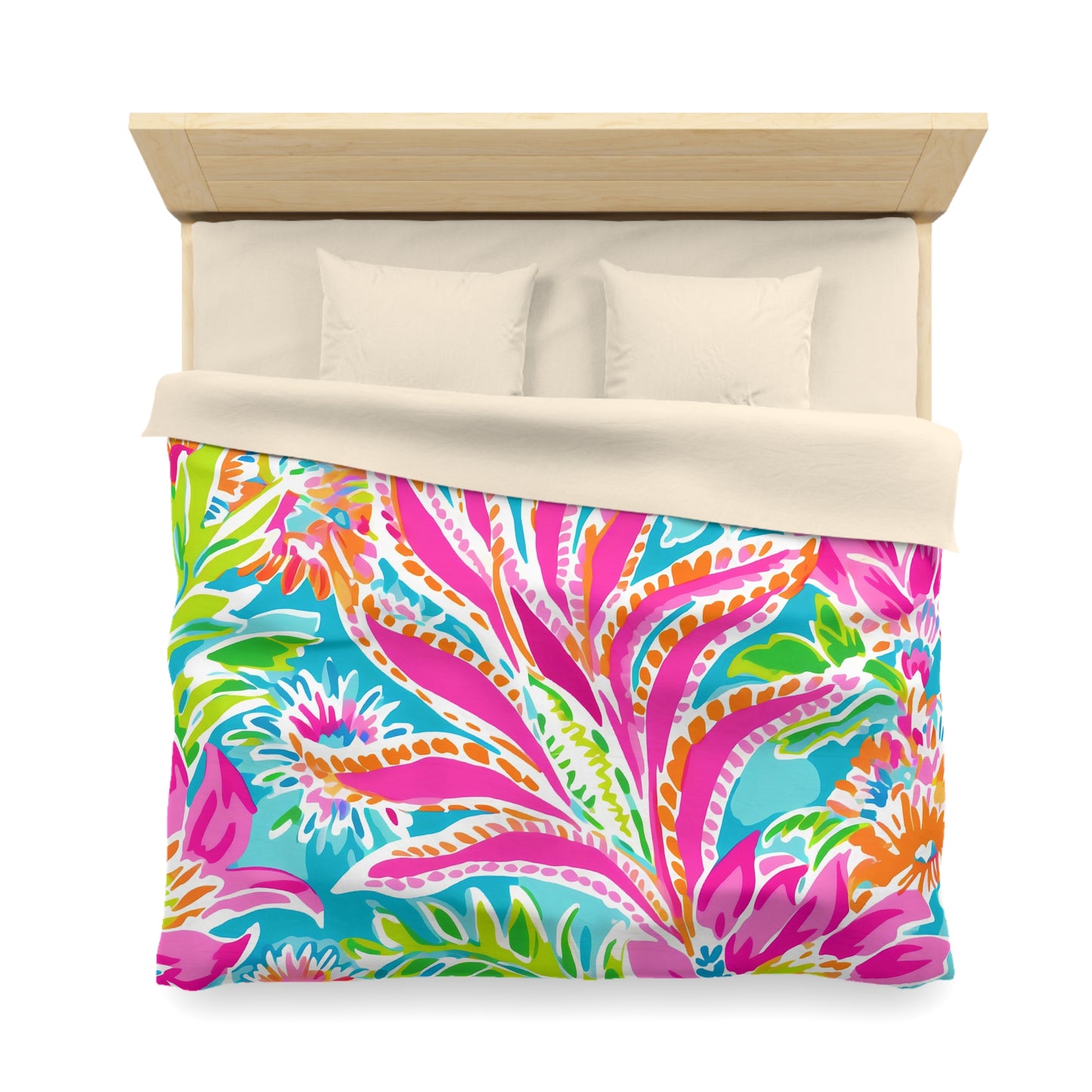 Vibrant Tropical Microfiber Duvet Cover, Colorful Bedding, Summer Home Decor, Gift for Nature Lovers, Floral Bedroom Aesthetic